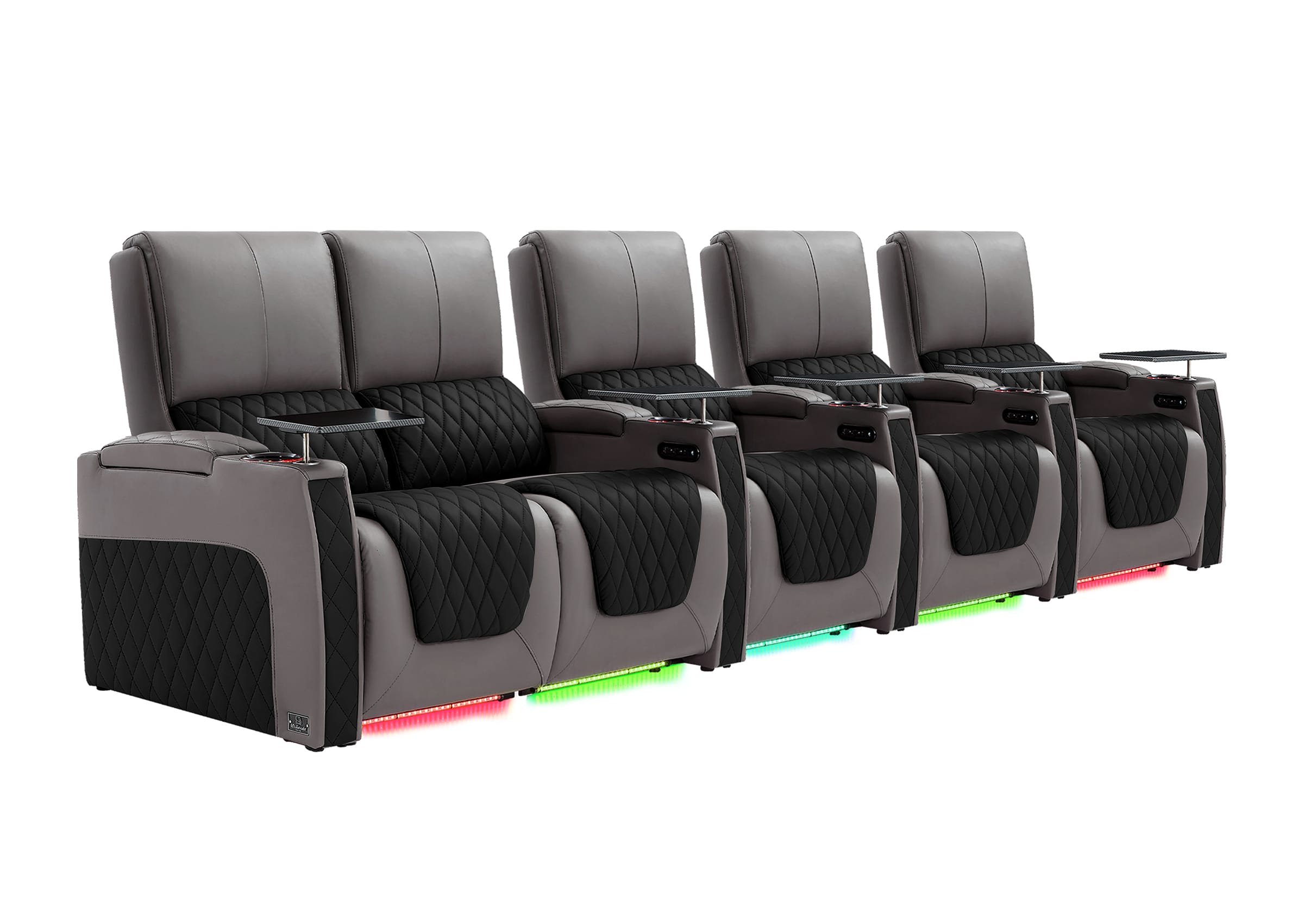 Weilianda AstroUltra Series Grey Custom Dual-Tone Modern Theater Seating with USB Charging 5-Seater