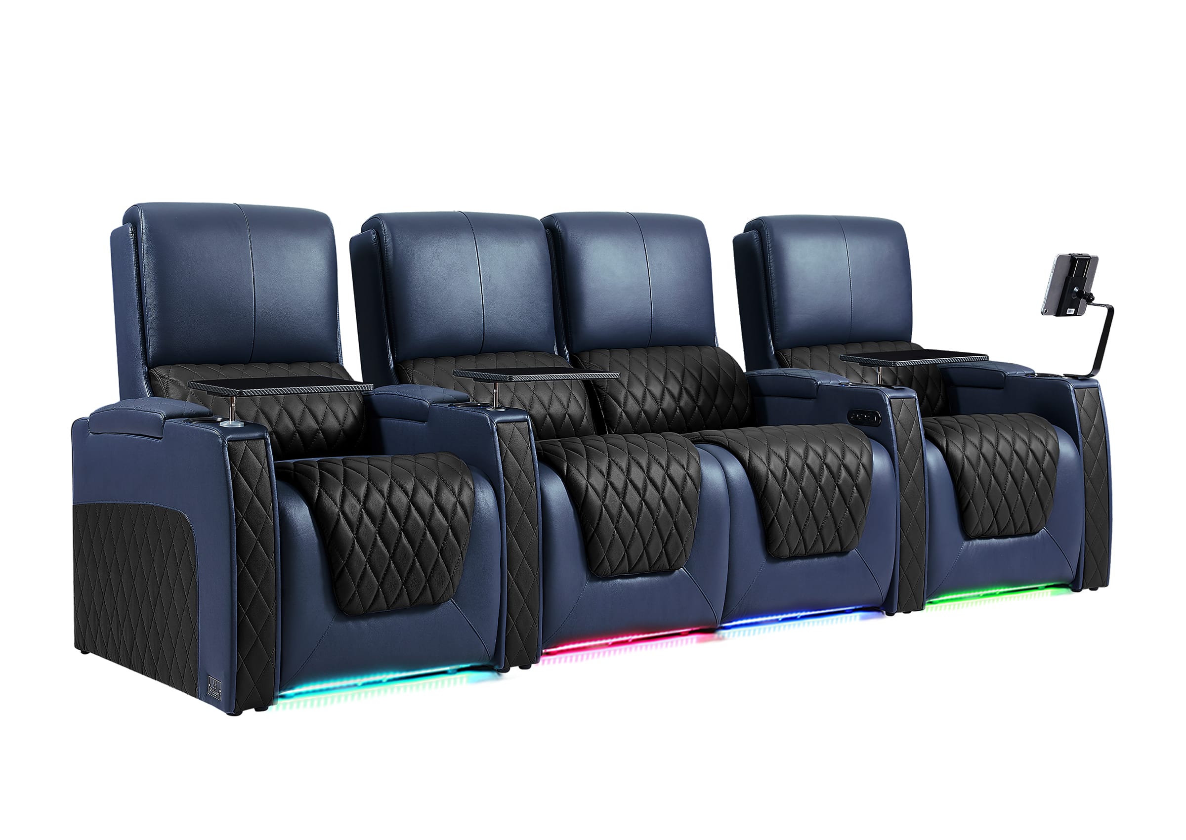 Weilianda AstroUltra Series Blue Custom Two-Tone 4-Seat Modern Recliner Chair with USB Ports