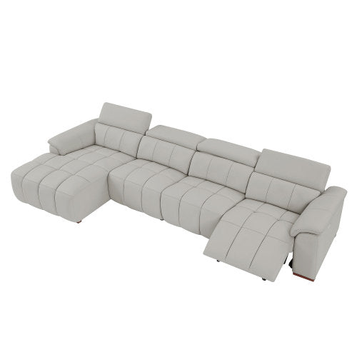 Premium L-Shaped Power Reclining Leather Sectional with USB, Headrests & Footrests
