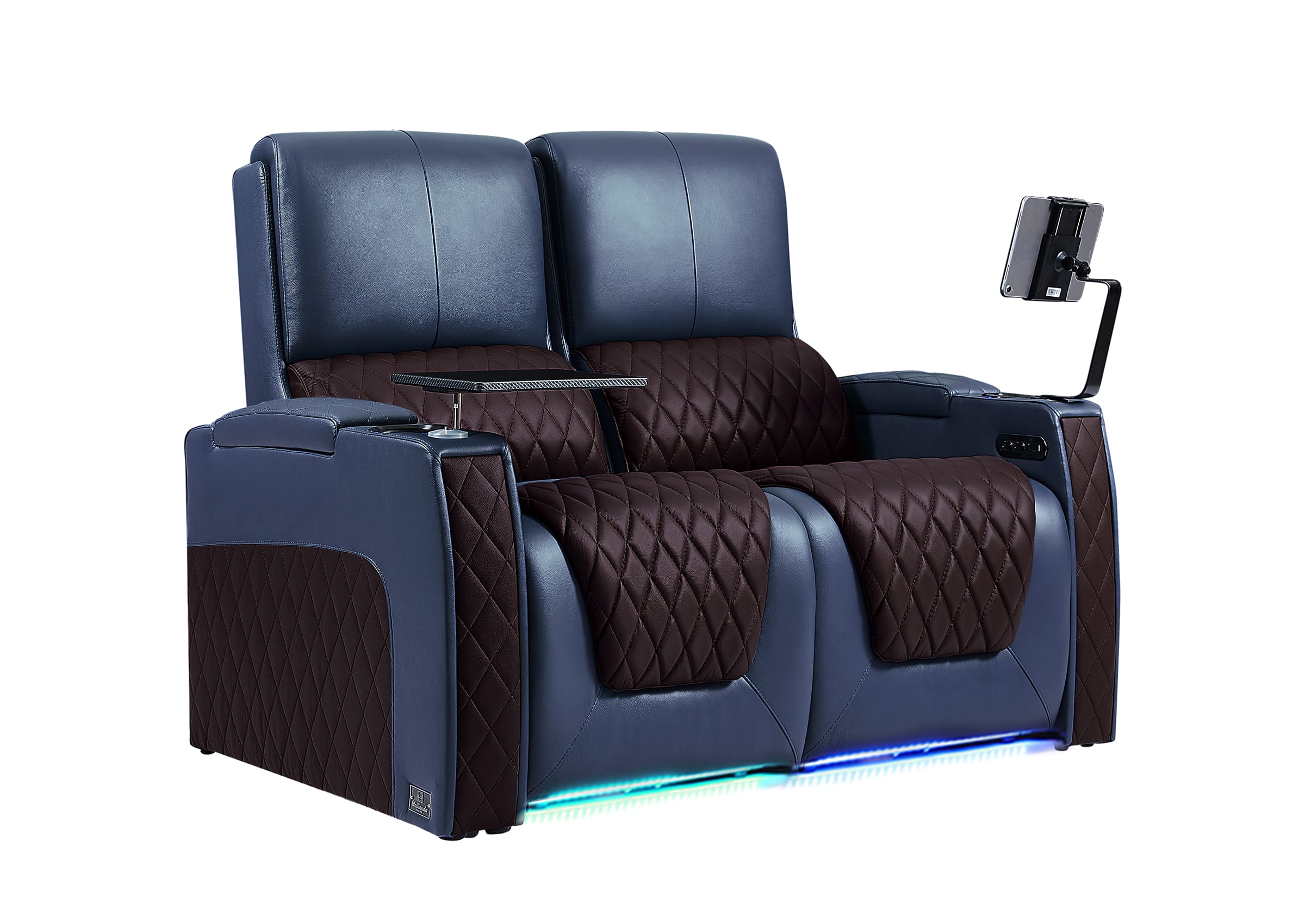 Weilianda AstroUltra Series Blue Custom Two-Tone 2 Seat Power Recliner with Zero Gravity Seating