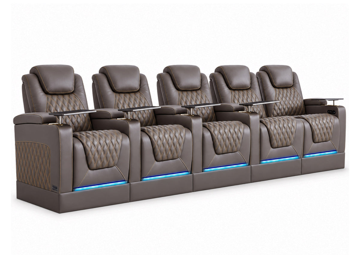 Weilianda Chic Riser Series 5-Seat Movie Theater Seating | Genuine Leather Sofa