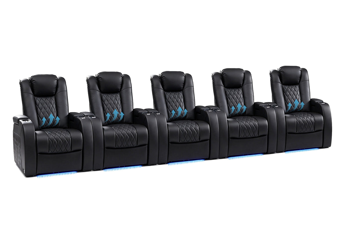 Weilianda FortLux Lumbar Series Five-Seat Theater Recliner Couch | Zero Gravity Reclining & Adjustable Power Lumbar Support
