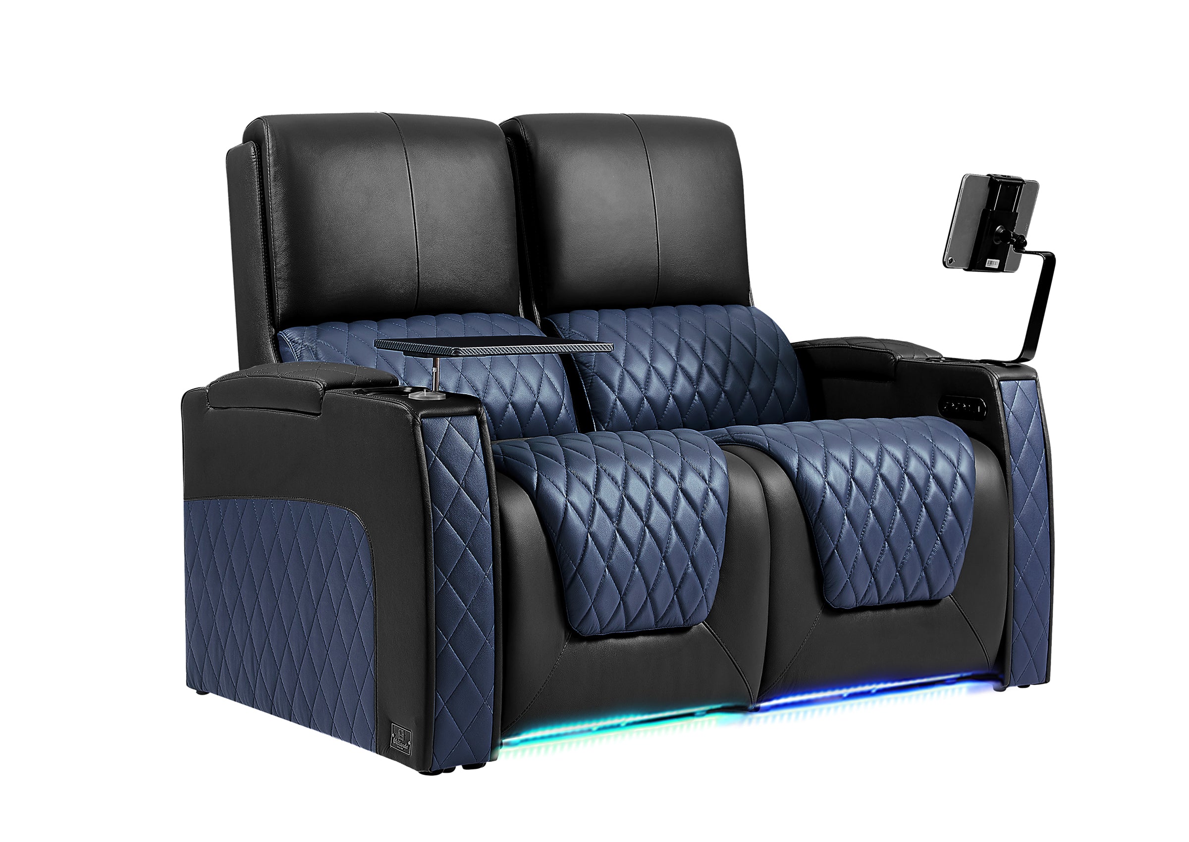 Weilianda AstroUltra Series Black Custom Dual-Color 2-Seat Home Cinema Sofa with Adjustable Headrest & Footrest