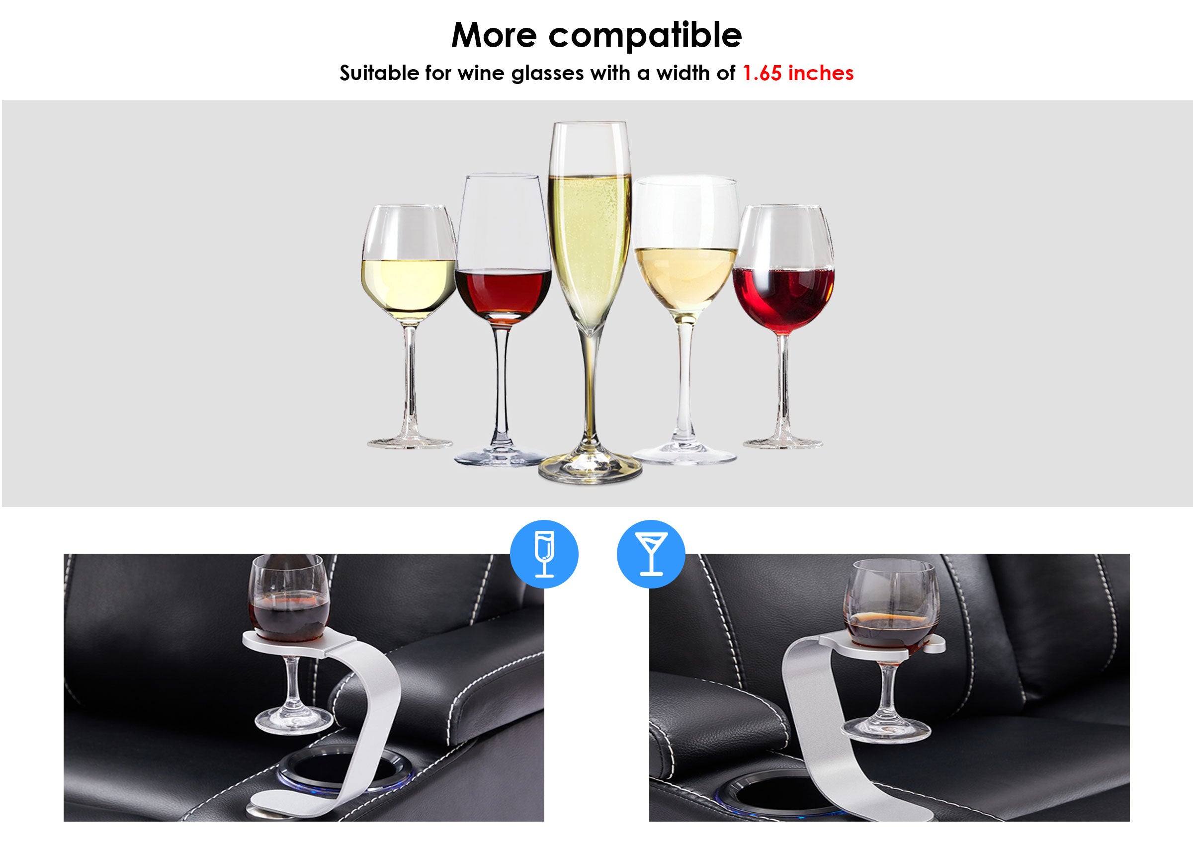 Weilianda Adjustable Wine Glass Holder for Home Theater Seating | Spill-Resistant & Secure Mount