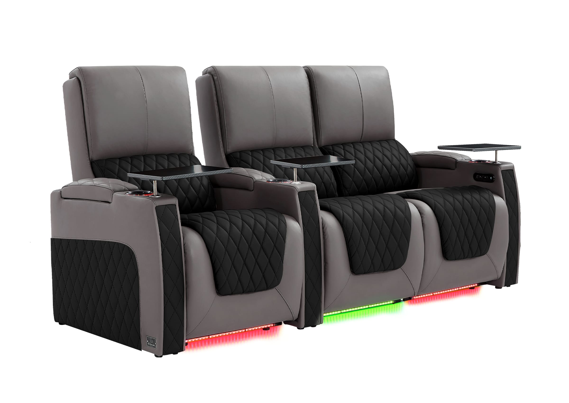 Weilianda AstroUltra Series Grey Custom Two-Tone 3-Seat Power Home Theater Recliner with Ambient Lighting