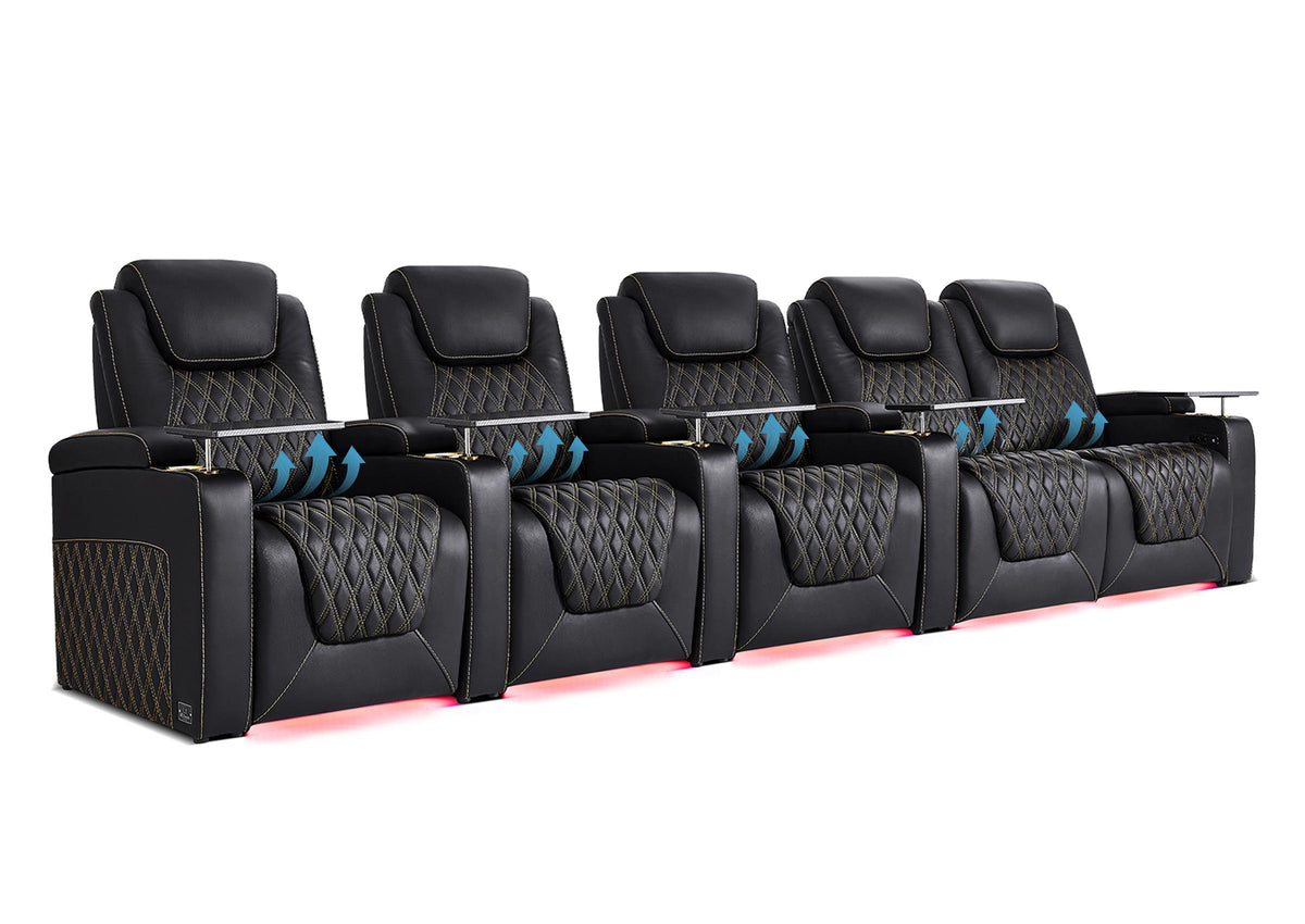 Weilianda Chic Lumbar Series 5-Seat Theater Recliner Couch with Built-In Lumbar Support