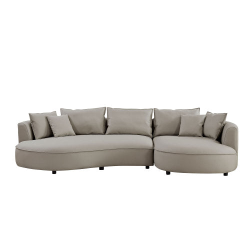 Sleek 5-Seat Curved Sectional Sofa with Luxe Eco-Leather
