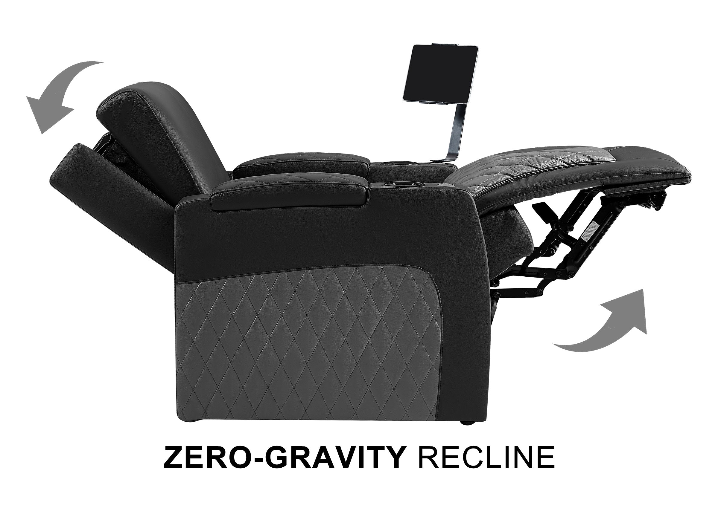 Weilianda AstroUltra Series Black Custom Dual-Color 2-Seat Home Cinema Sofa with Adjustable Headrest & Footrest