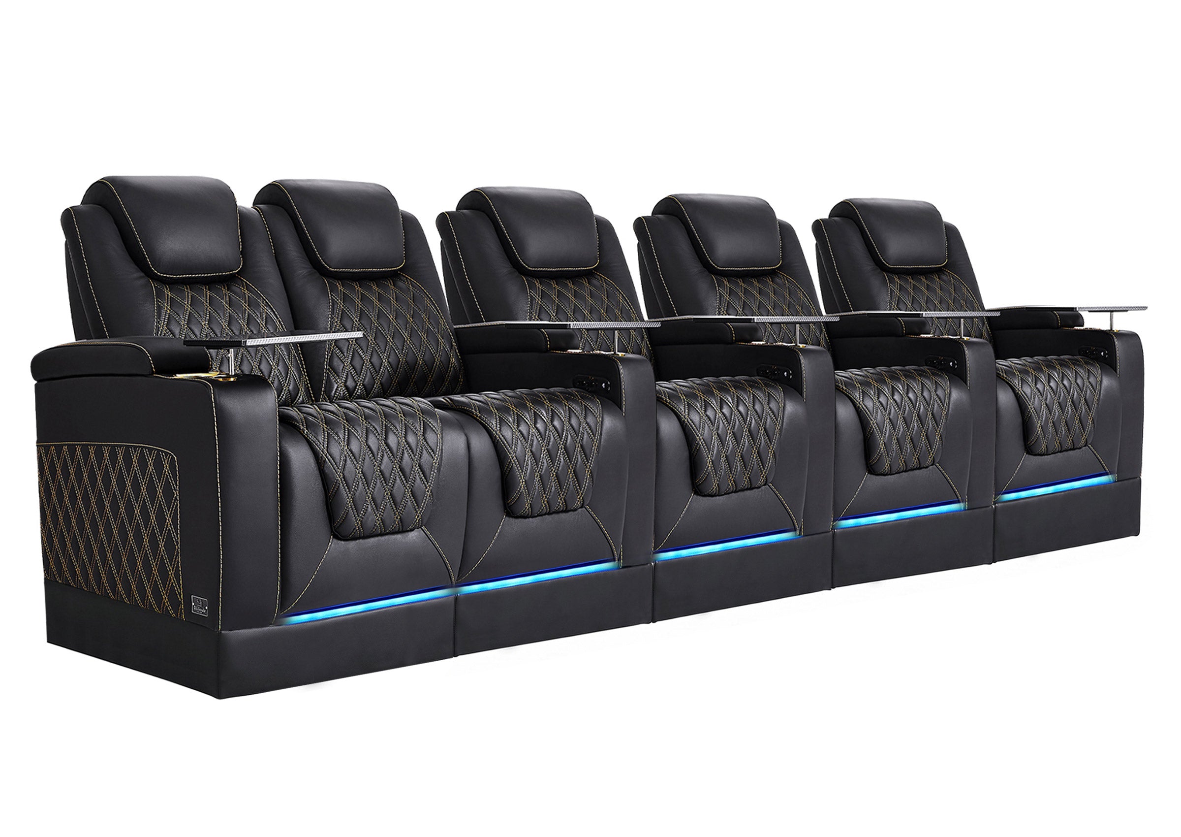 Weilianda Chic Riser Series 5-Seat Movie Theater Seating | Genuine Leather Sofa