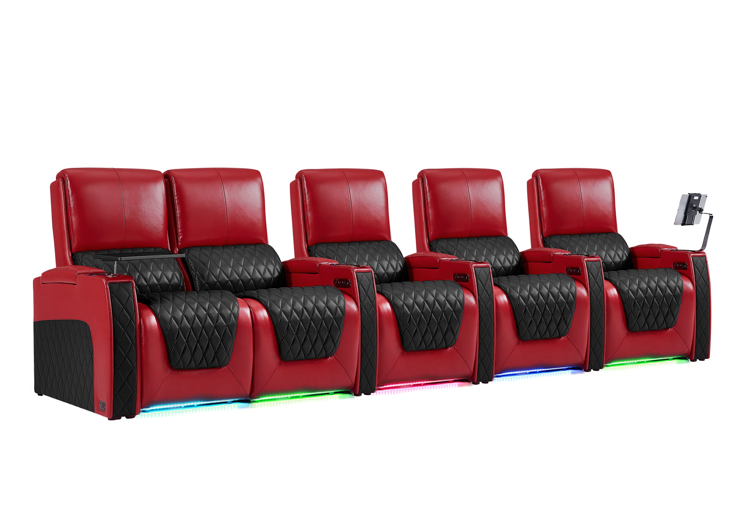Weilianda AstroUltra Series Red Custom Dual-Tone Power Recliner with Zero Gravity Seating 5-Seater
