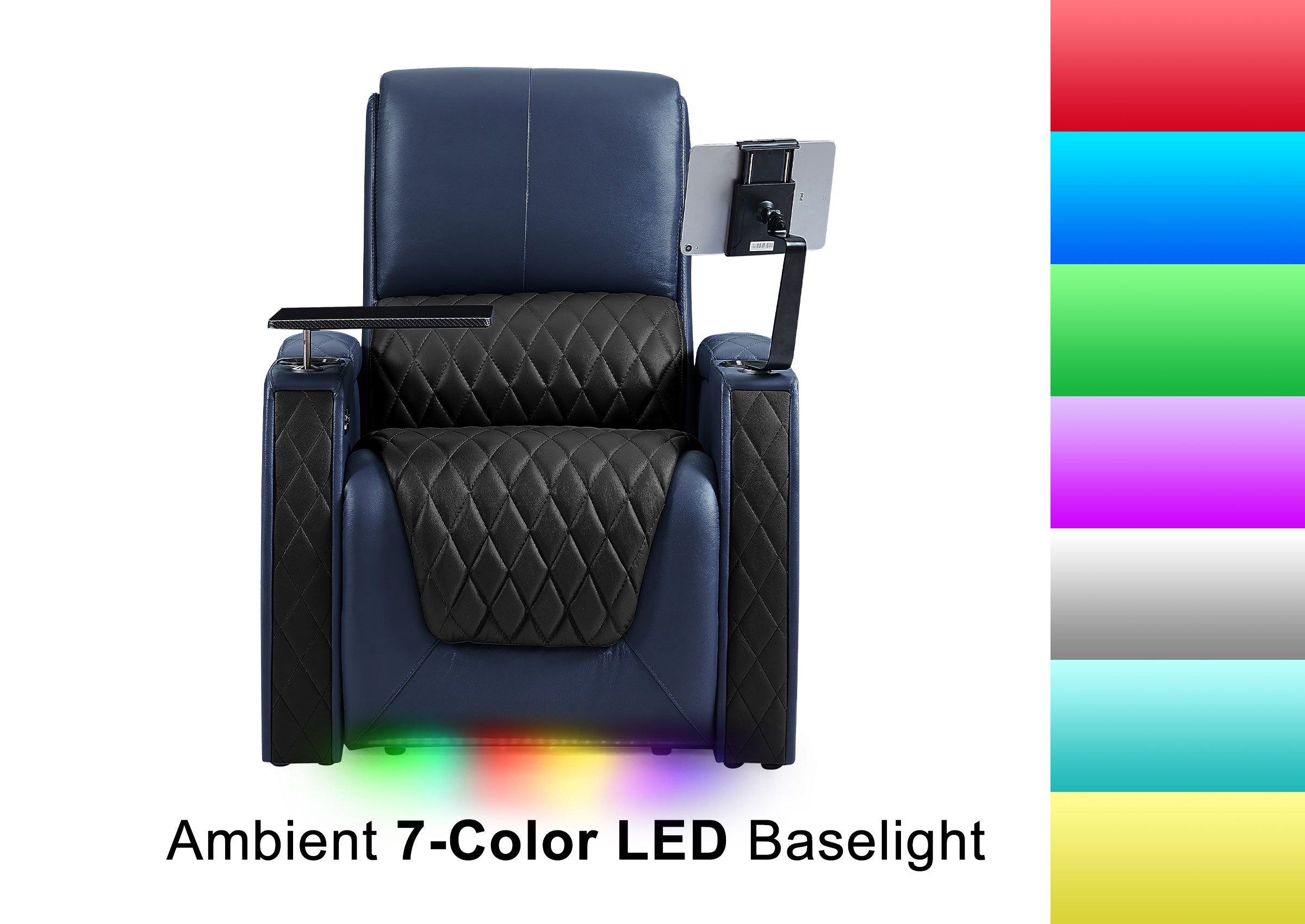 Weilianda AstroUltra Series Blue Custom Dual-Tone Single Top-Grain Leather Sofa with Multi-Color Lighting