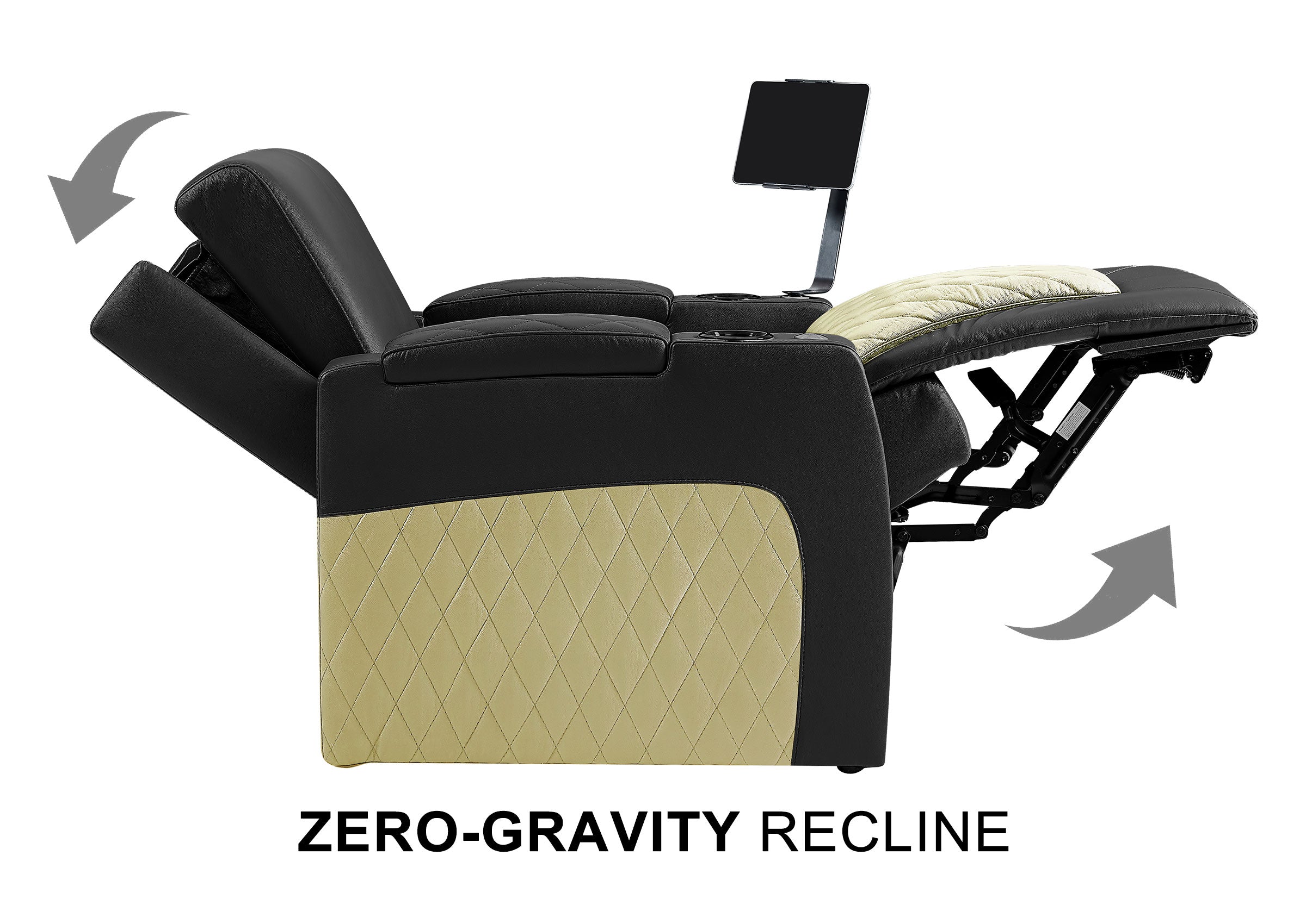 Weilianda AstroUltra Series Black Custom Dual-Color 2-Seat Home Cinema Sofa with Adjustable Headrest & Footrest