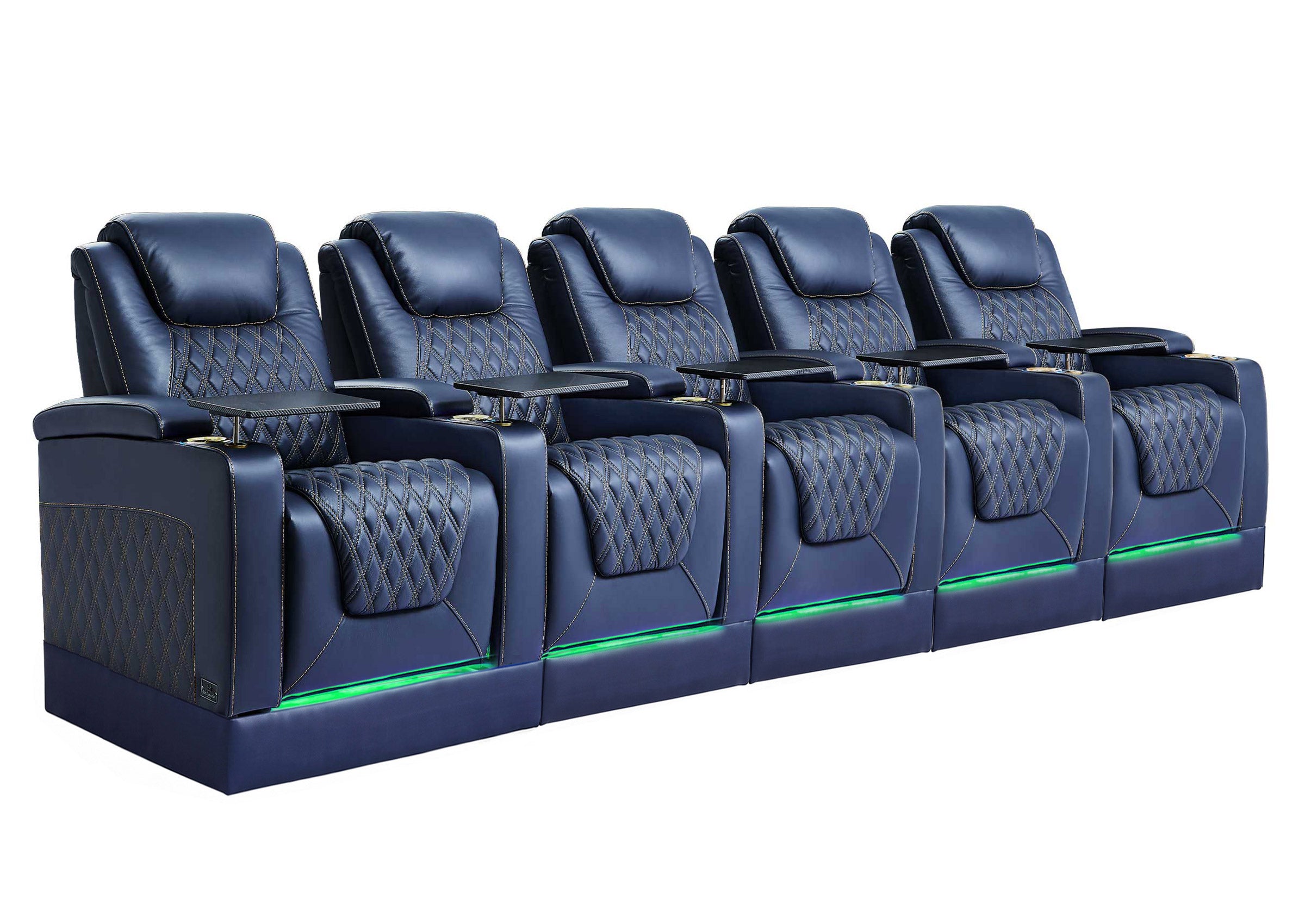 Weilianda Chic Riser Series 5-Seat Movie Theater Seating | Genuine Leather Sofa