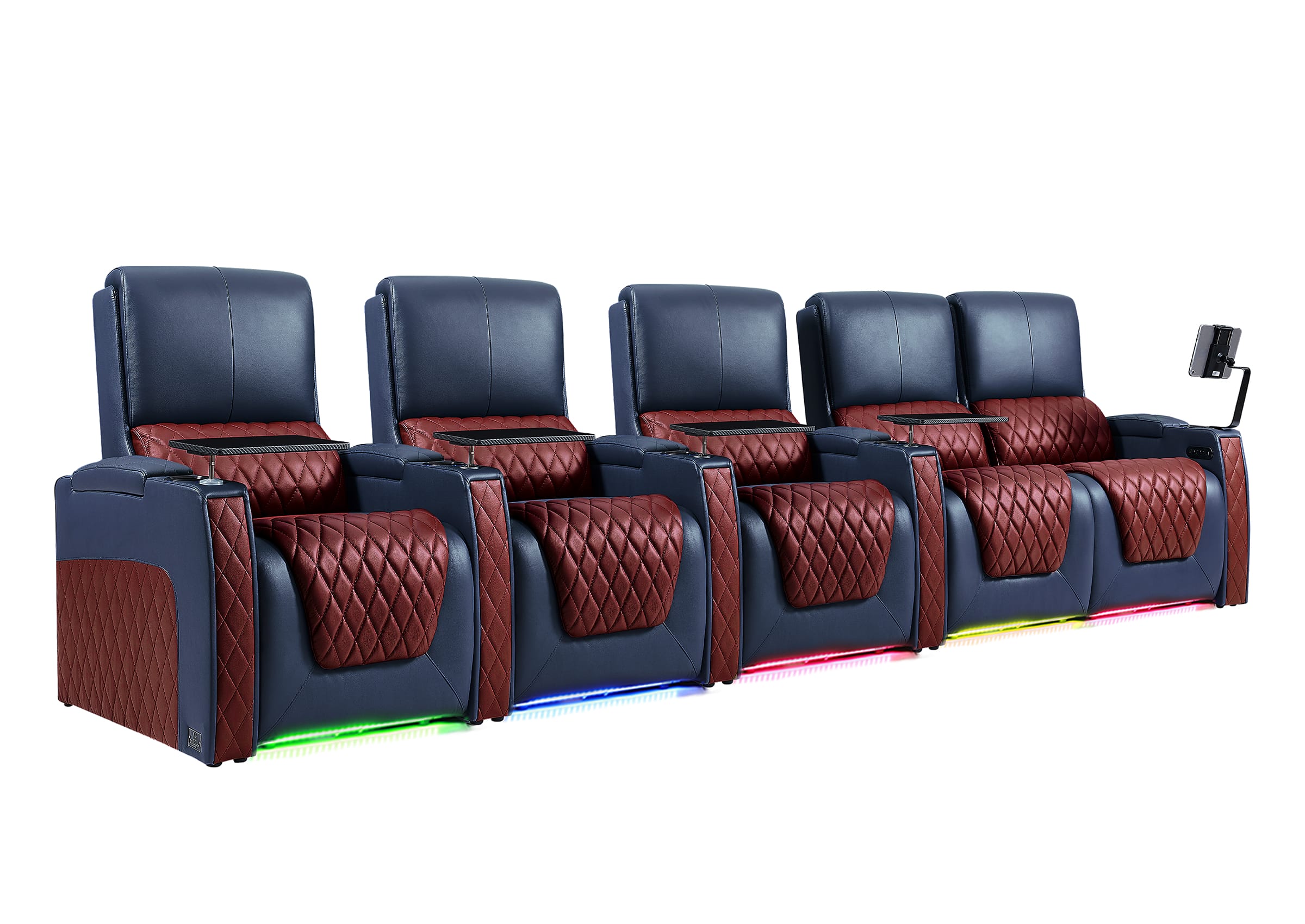 Weilianda AstroUltra Series Blue Custom Dual-Tone 5 Seater Couch Recliner with Adjustable Headrest & Lighting