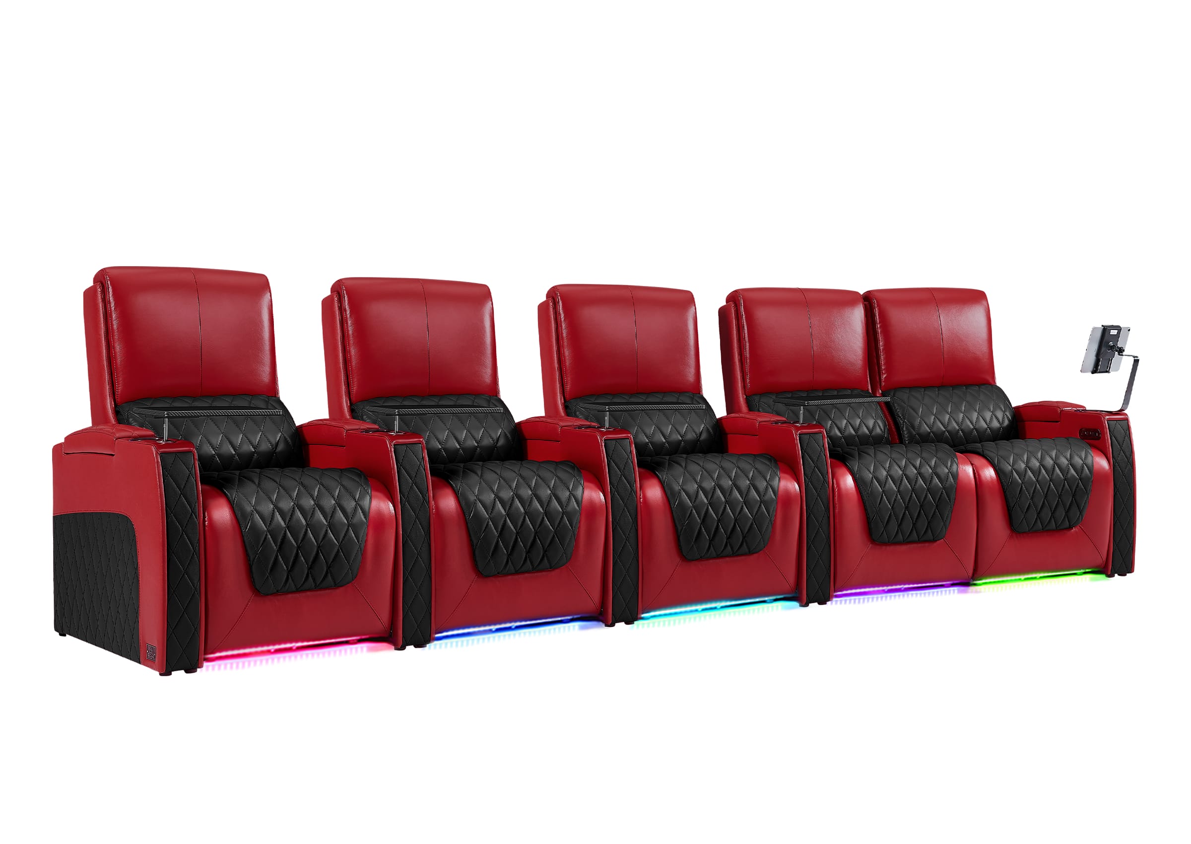 Weilianda AstroUltra Series Red Custom Dual-Tone Power Recliner with Zero Gravity Seating 5-Seater