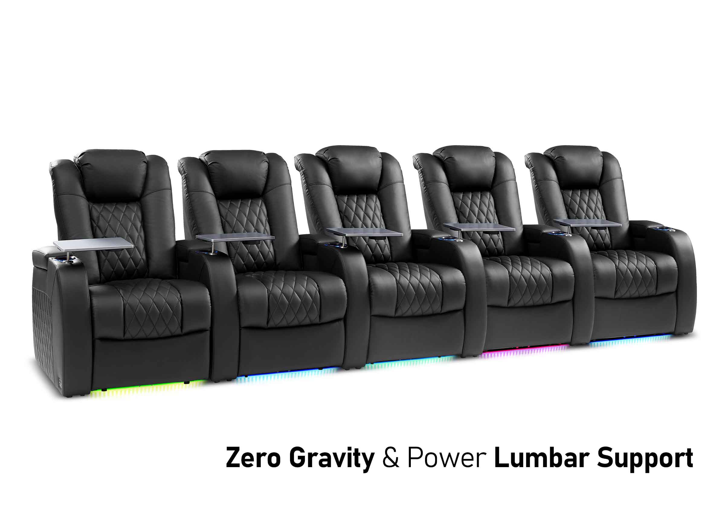 Weilianda Luxury Series Five-Seat Theater Recliner Couch with Zero Gravity Reclining & Adjustable Power Lumbar Support