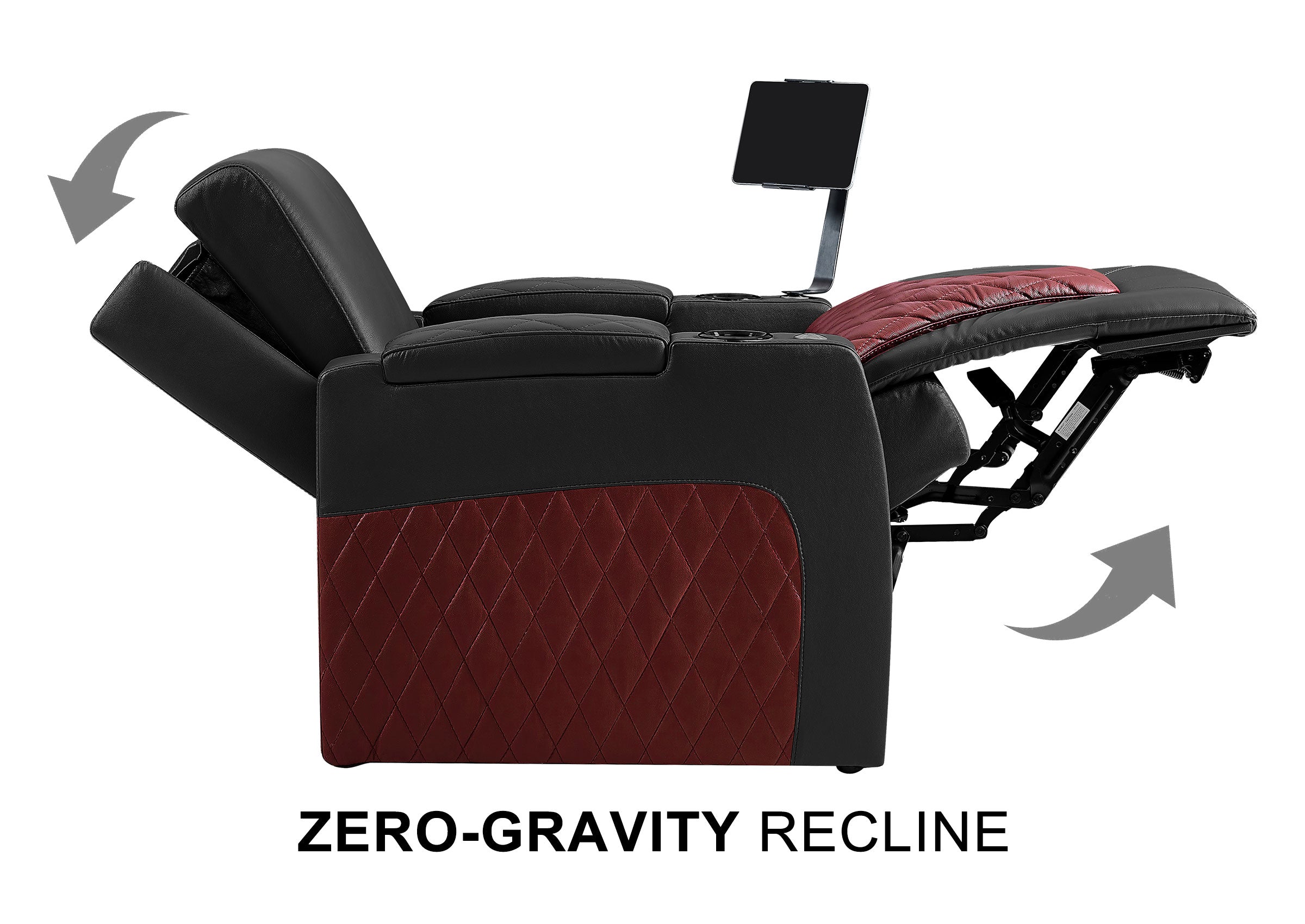 Weilianda AstroUltra Series Black Custom Dual-Color 2-Seat Home Cinema Sofa with Adjustable Headrest & Footrest