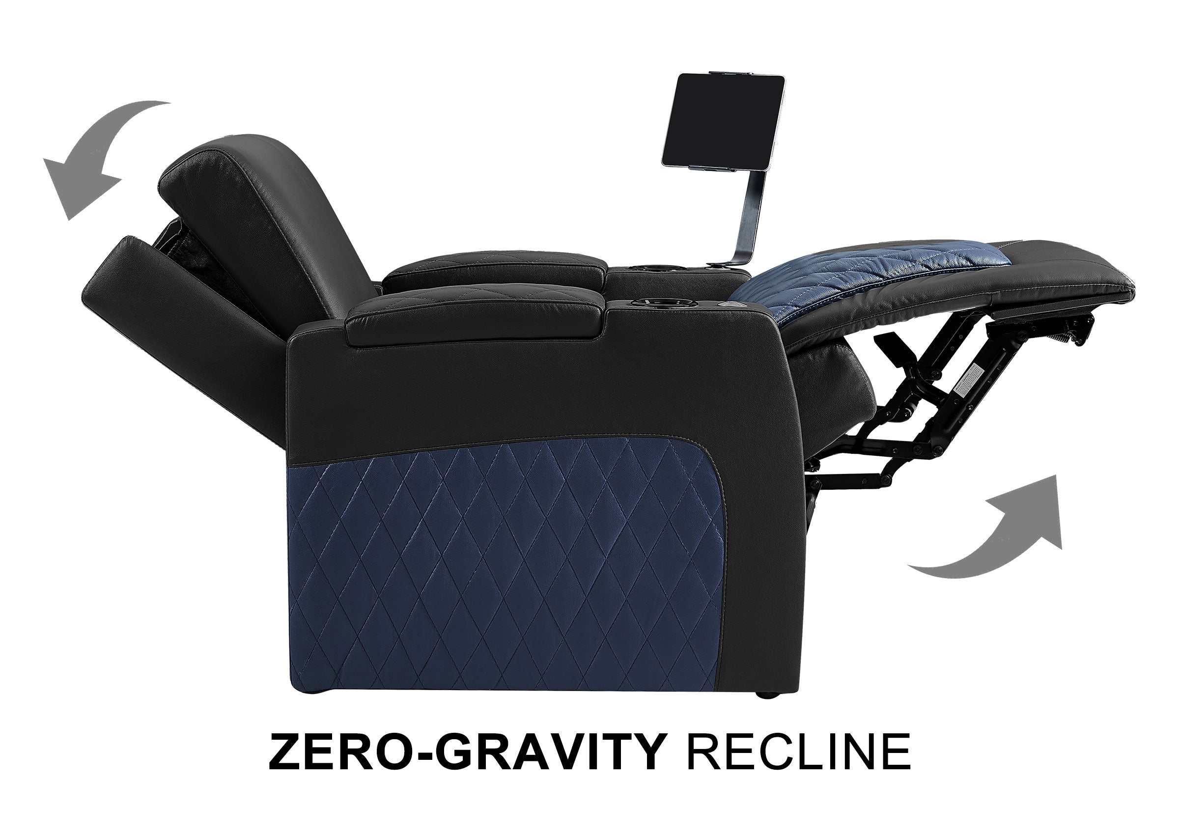 Weilianda AstroUltra Series Black Custom Dual-Color 2-Seat Home Cinema Sofa with Adjustable Headrest & Footrest