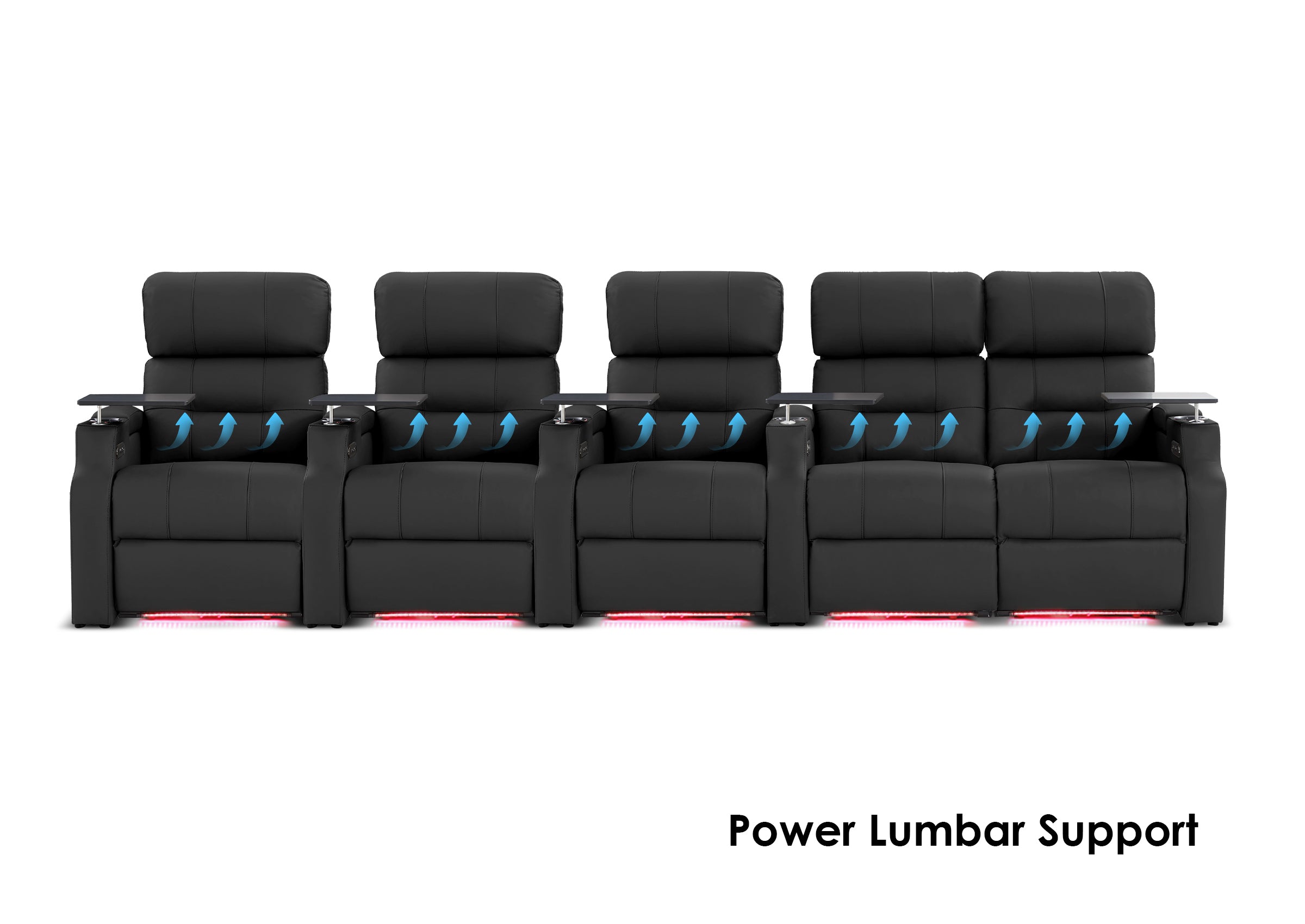 Weilianda Vanguard Lumbar Series Five-Seat Movie Theater Recliner with Adjustable Lumbar Support