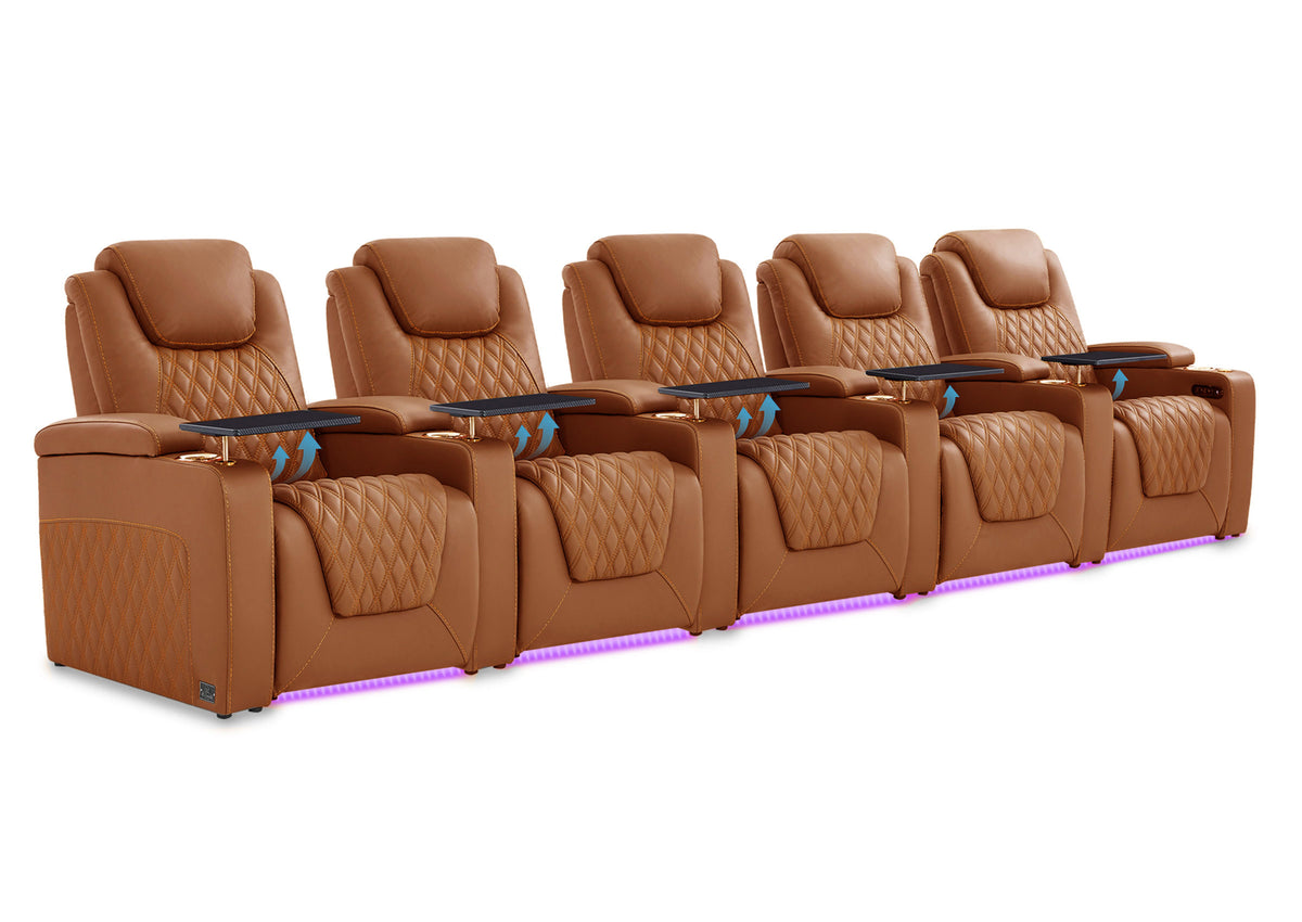 Weilianda Chic Lumbar Series 5-Seat Theater Recliner Couch with Built-In Lumbar Support