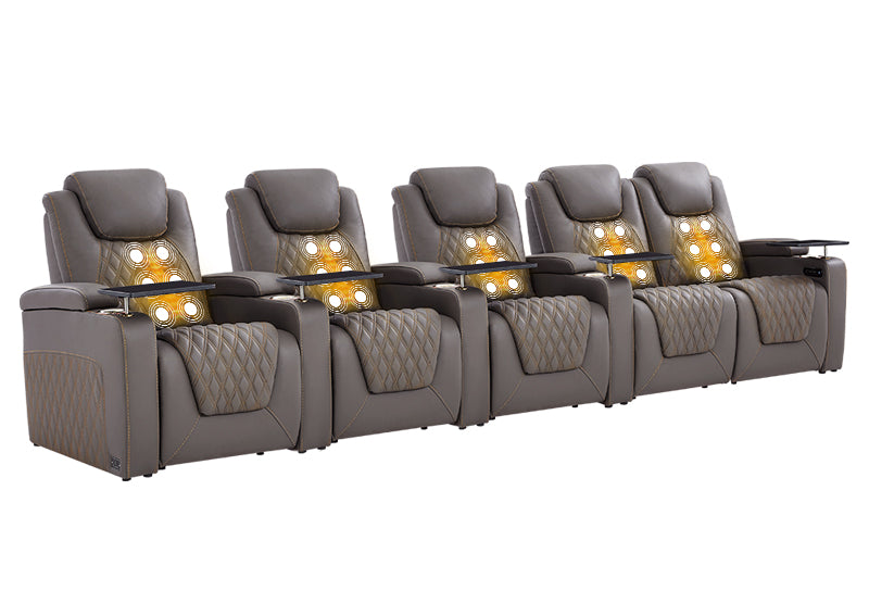 Weilianda Chic Massage Series Home Cinema Chairs Row of 5 | USB Charging for Gaming Room