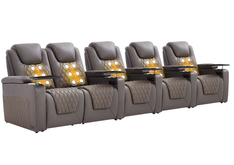 Weilianda Chic Massage Series Home Cinema Chairs Row of 5 | USB Charging for Gaming Room