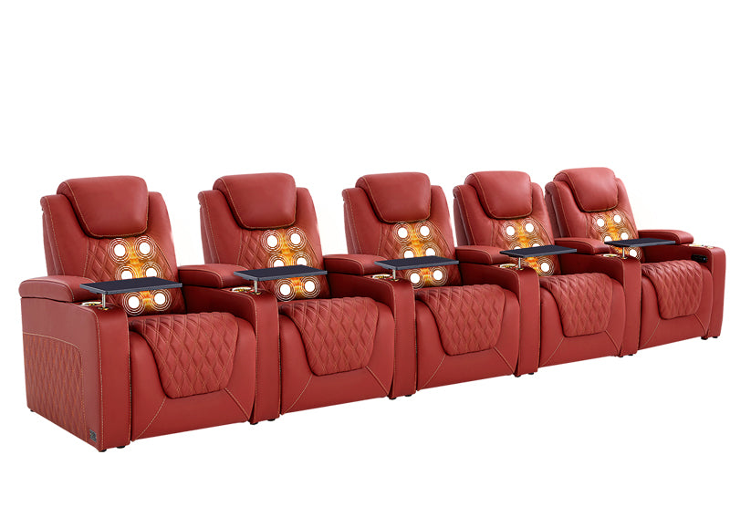 Weilianda Chic Massage Series Home Cinema Chairs Row of 5 | USB Charging for Gaming Room