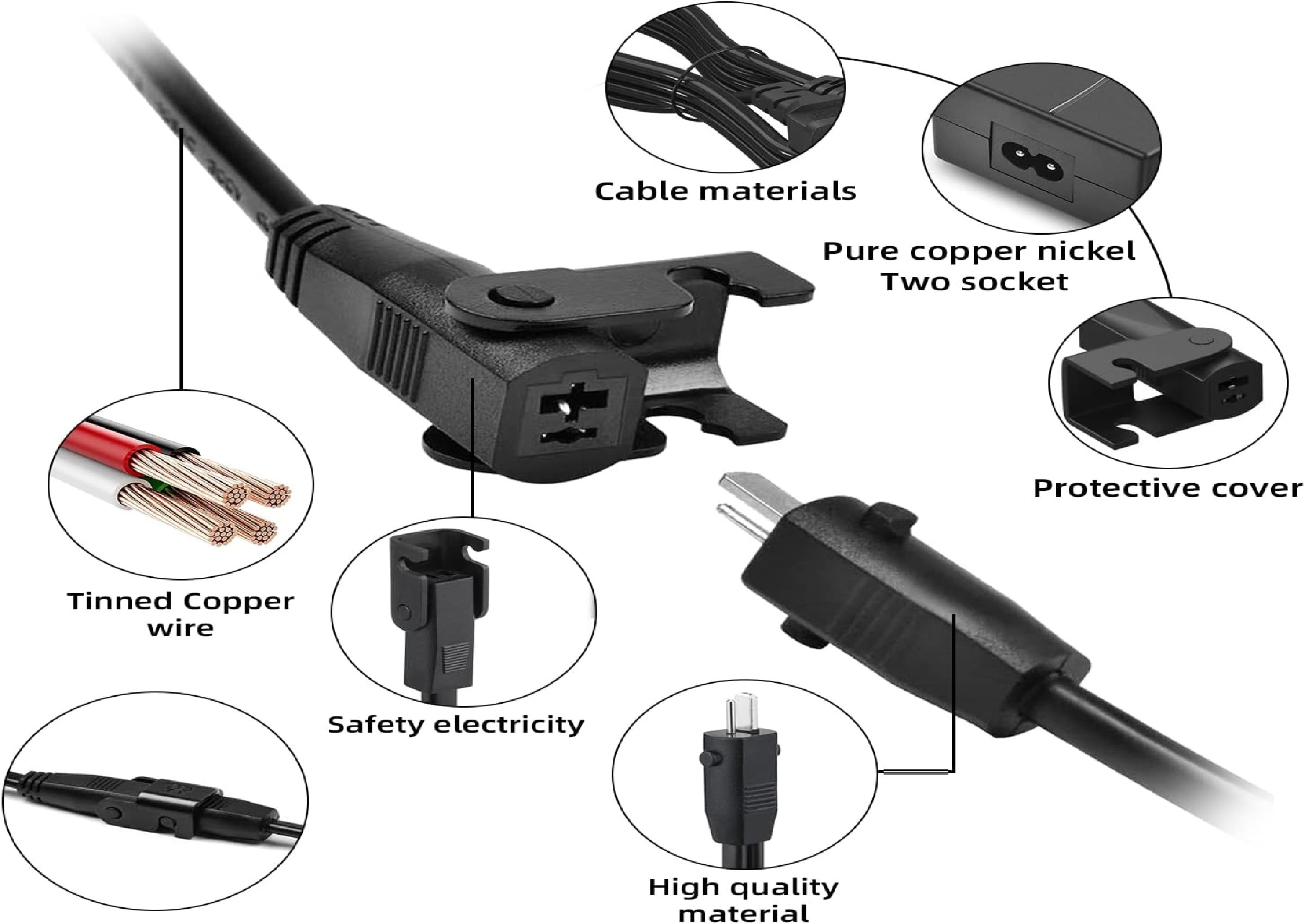 Electric Recliner Power Adapter with AC Power Cord & Extension Cable