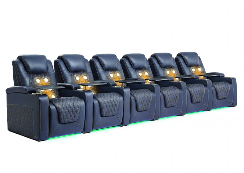 Weilianda Chic Massage Series Six Seat Movie Theater Recliner | Top-Grain Leather Sofa