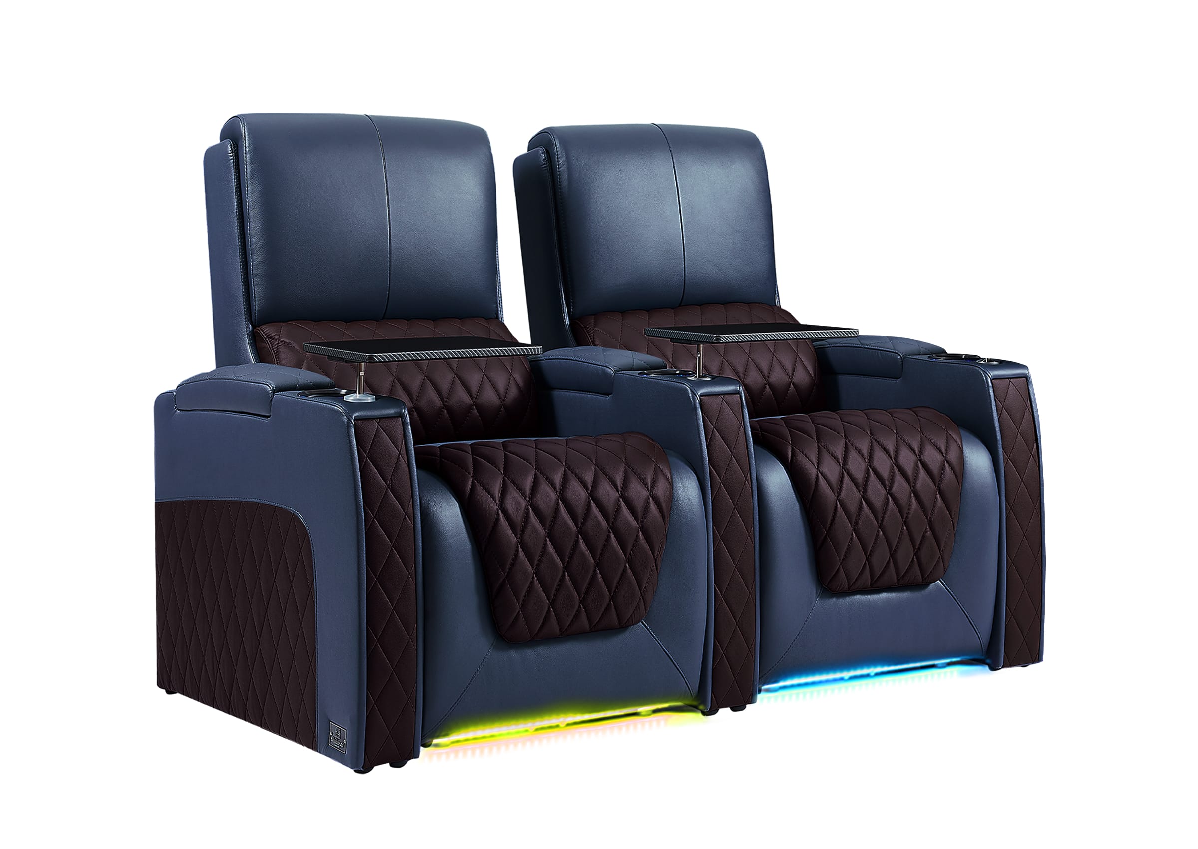 Weilianda AstroUltra Series Blue Custom Two-Tone 2 Seat Power Recliner with Zero Gravity Seating