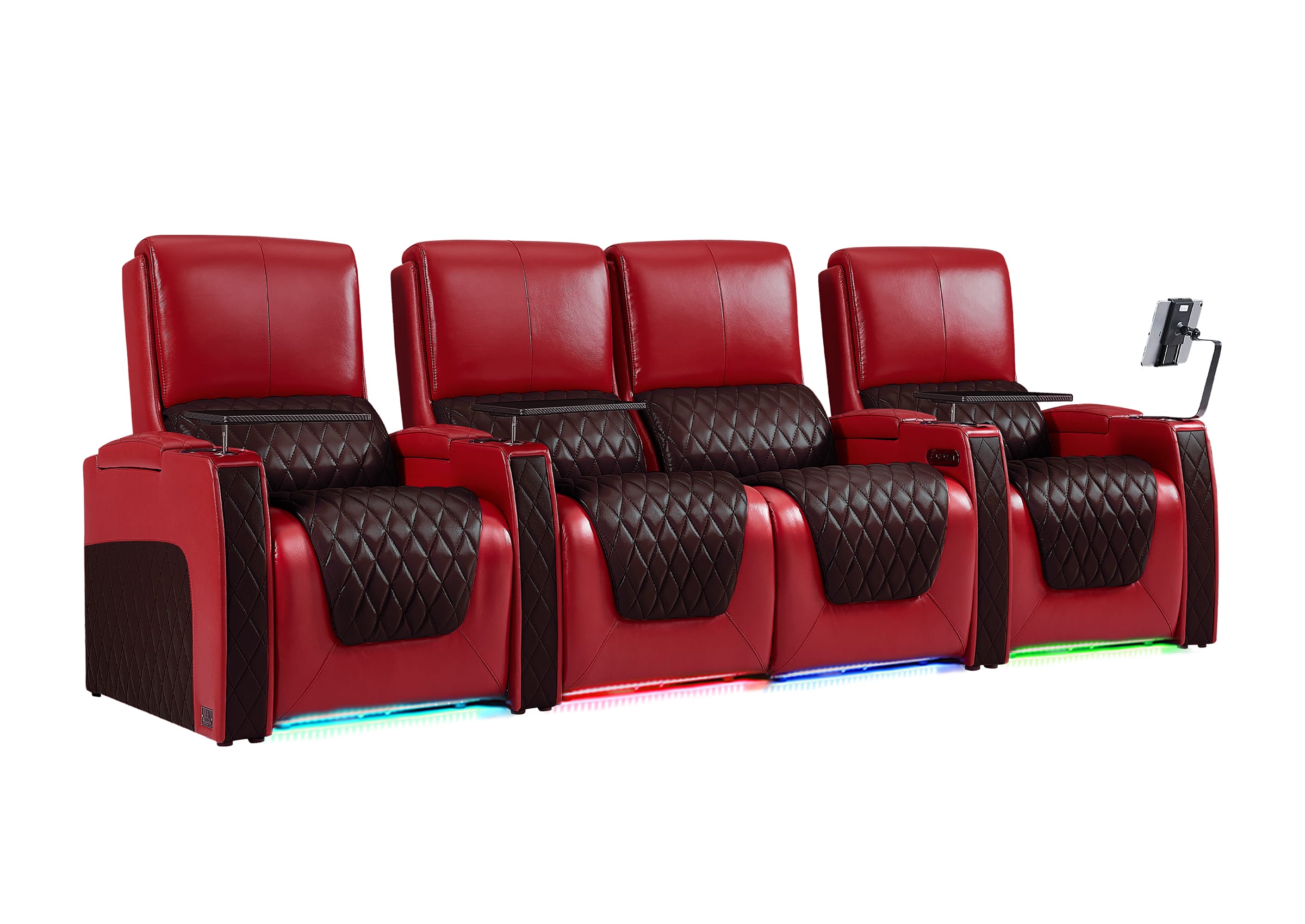 Weilianda AstroUltra Series Red Custom Two-Tone 4-Seat Genuine Sofa with USB Charging