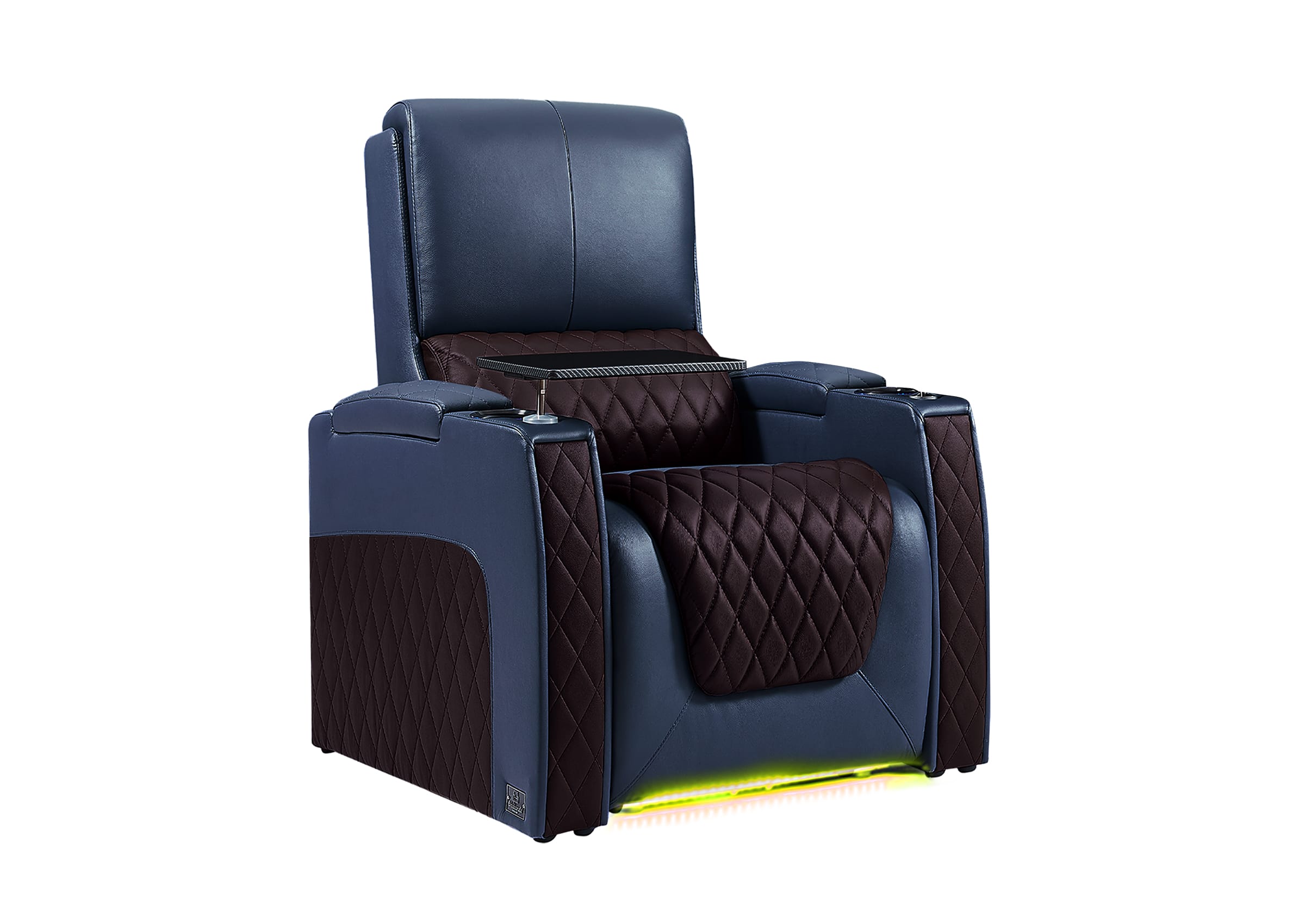 Weilianda AstroUltra Series Blue Custom Dual-Tone Single Top-Grain Leather Sofa with Multi-Color Lighting
