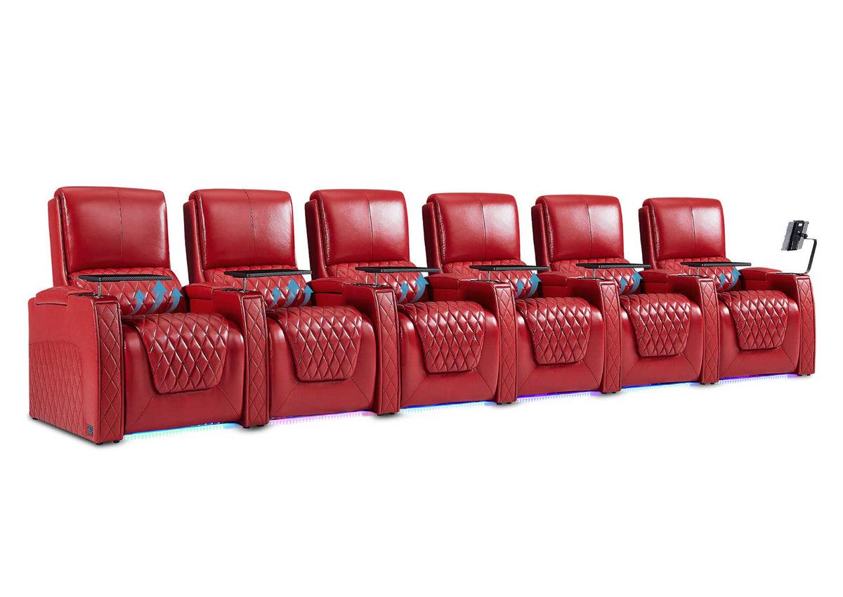 Weilianda AstroUltra Lumbar Series 6-Seat Electric Theater Recliner with Bulit in Lumbar Support | 7-Color LED Lighting