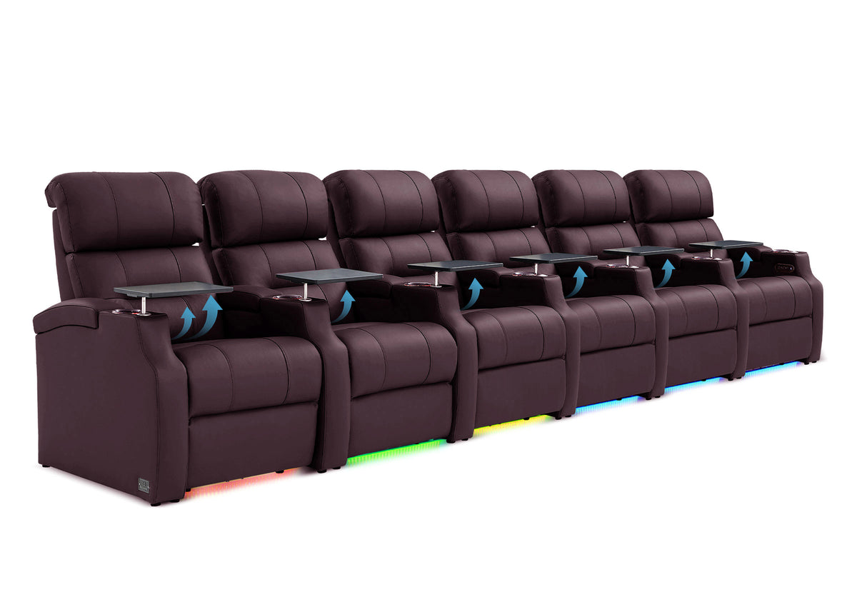 Weilianda Vanguard Lumbar Series 6-Seat Electric Reclining Chairs with Bulit-In Lumbar Support for Movie Night