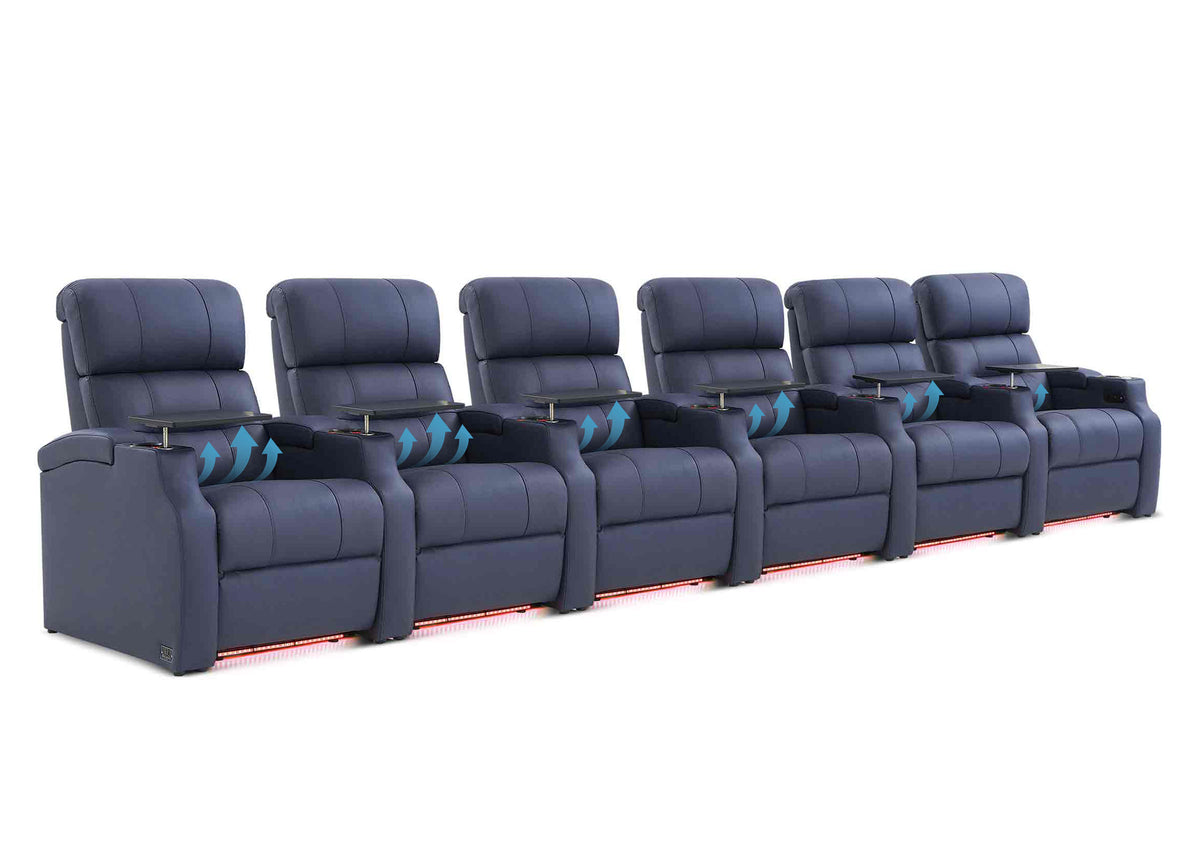 Weilianda Vanguard Lumbar Series 6-Seat Electric Reclining Chairs with Bulit-In Lumbar Support for Movie Night
