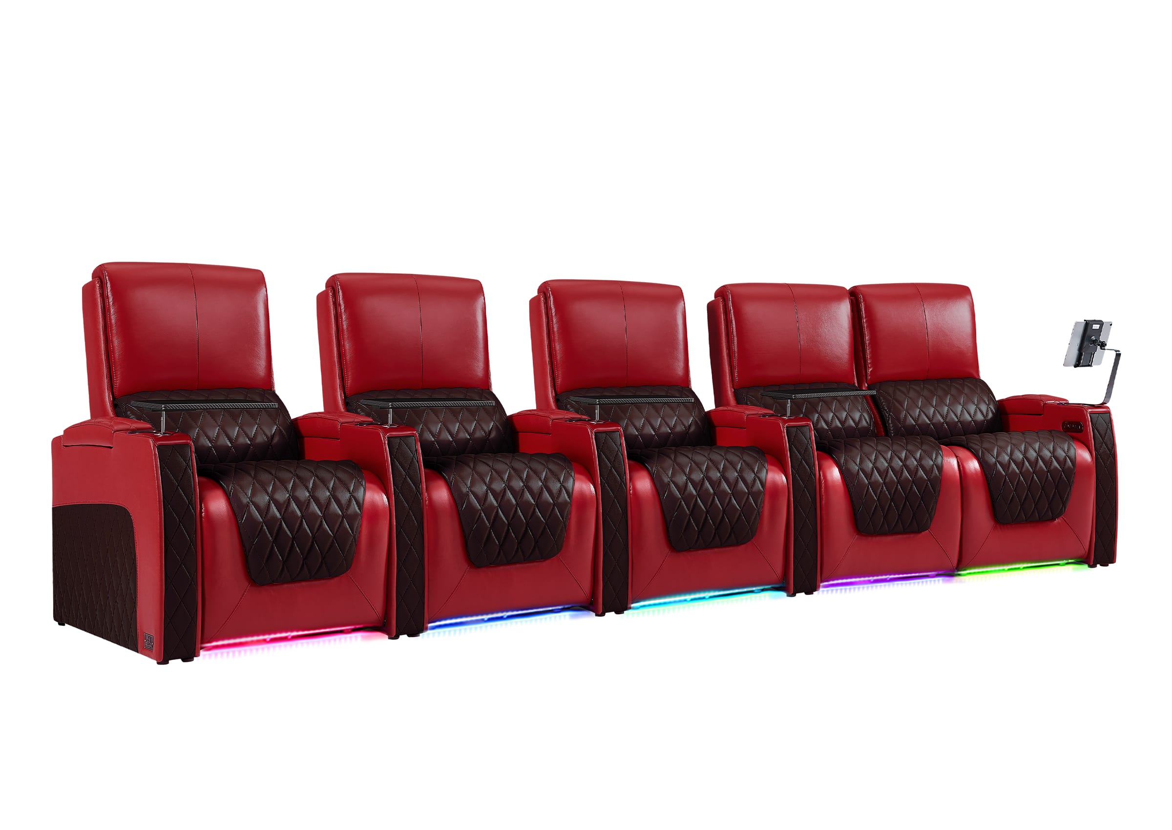 Weilianda AstroUltra Series Red Custom Dual-Tone Power Recliner with Zero Gravity Seating 5-Seater
