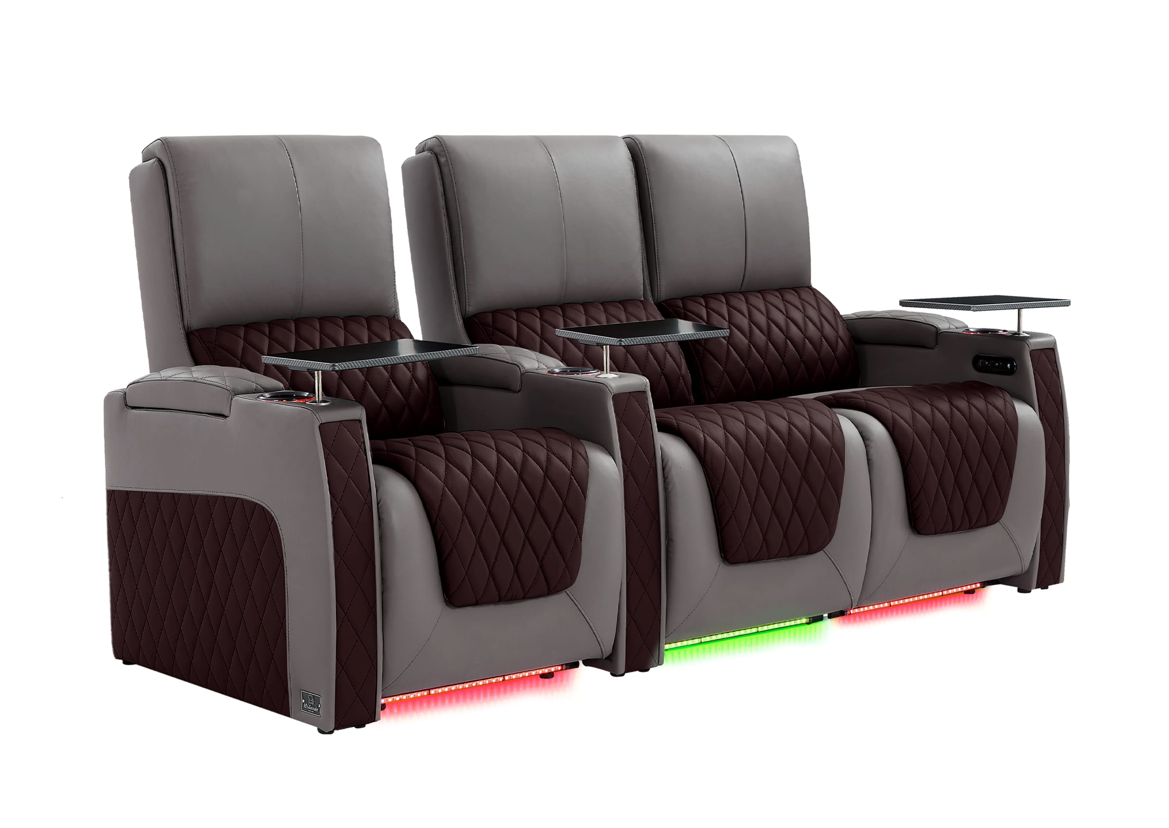 Weilianda AstroUltra Series Grey Custom Two-Tone 3-Seat Power Home Theater Recliner with Ambient Lighting