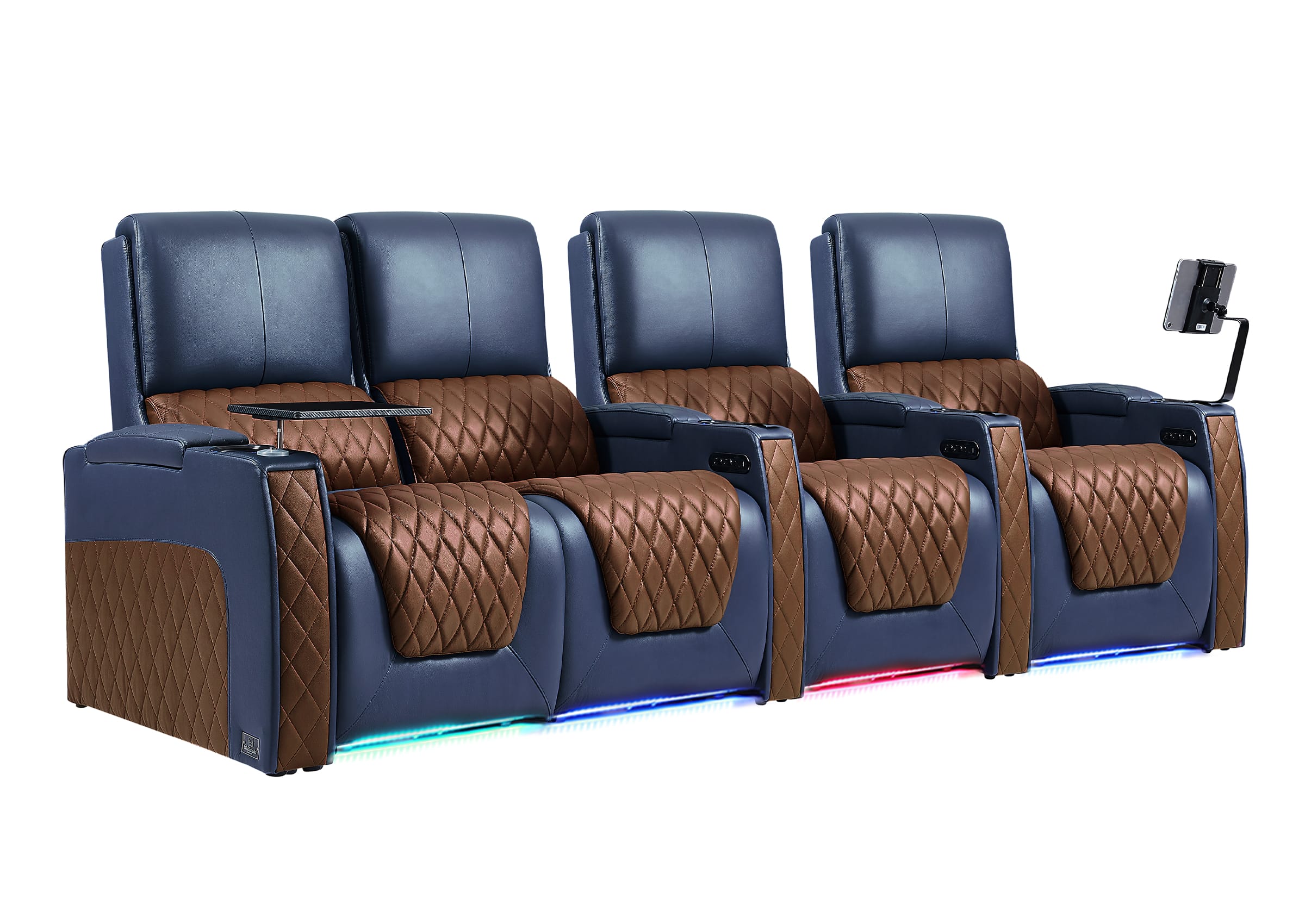 Weilianda AstroUltra Series Blue Custom Two-Tone 4-Seat Modern Recliner Chair with USB Ports