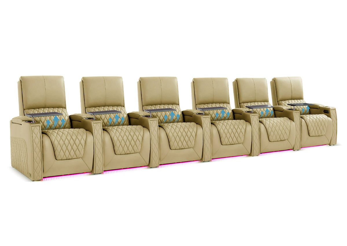 Weilianda AstroUltra Lumbar Series 6-Seat Electric Theater Recliner with Bulit in Lumbar Support | 7-Color LED Lighting