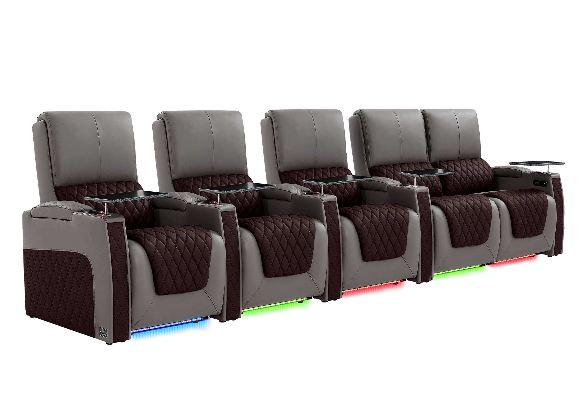 Weilianda AstroUltra Series Grey Custom Dual-Tone Modern Theater Seating with USB Charging 5-Seater
