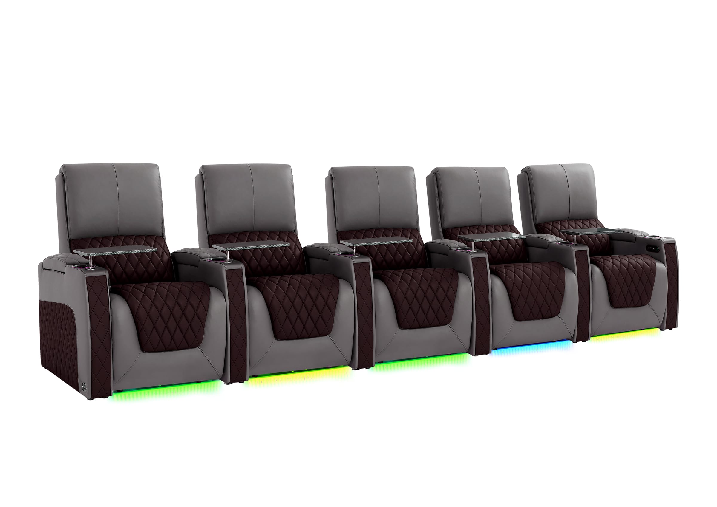 Weilianda AstroUltra Series Grey Custom Dual-Tone Modern Theater Seating with USB Charging 5-Seater