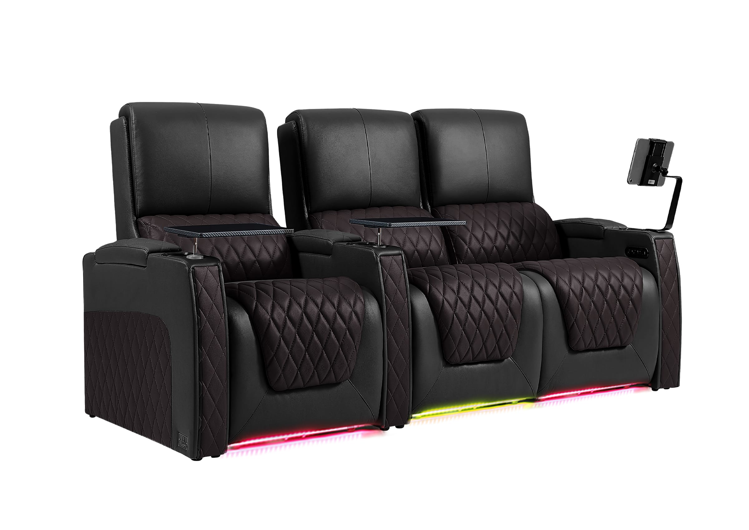 Weilianda AstroUltra Series Black Custom Dual-Color Genuine Leather Recliner with Zero Gravity Couch 3 Seats