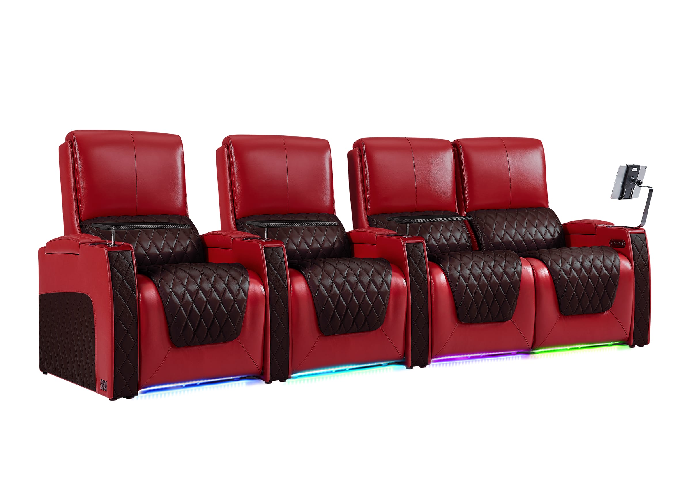 Weilianda AstroUltra Series Red Custom Two-Tone 4-Seat Genuine Sofa with USB Charging