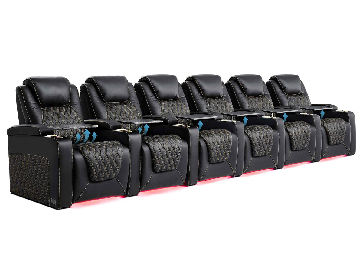 Weilianda Chic Lumbar Series Power Theater Recliner Row of 6 with Ergonomic Lumbar Support