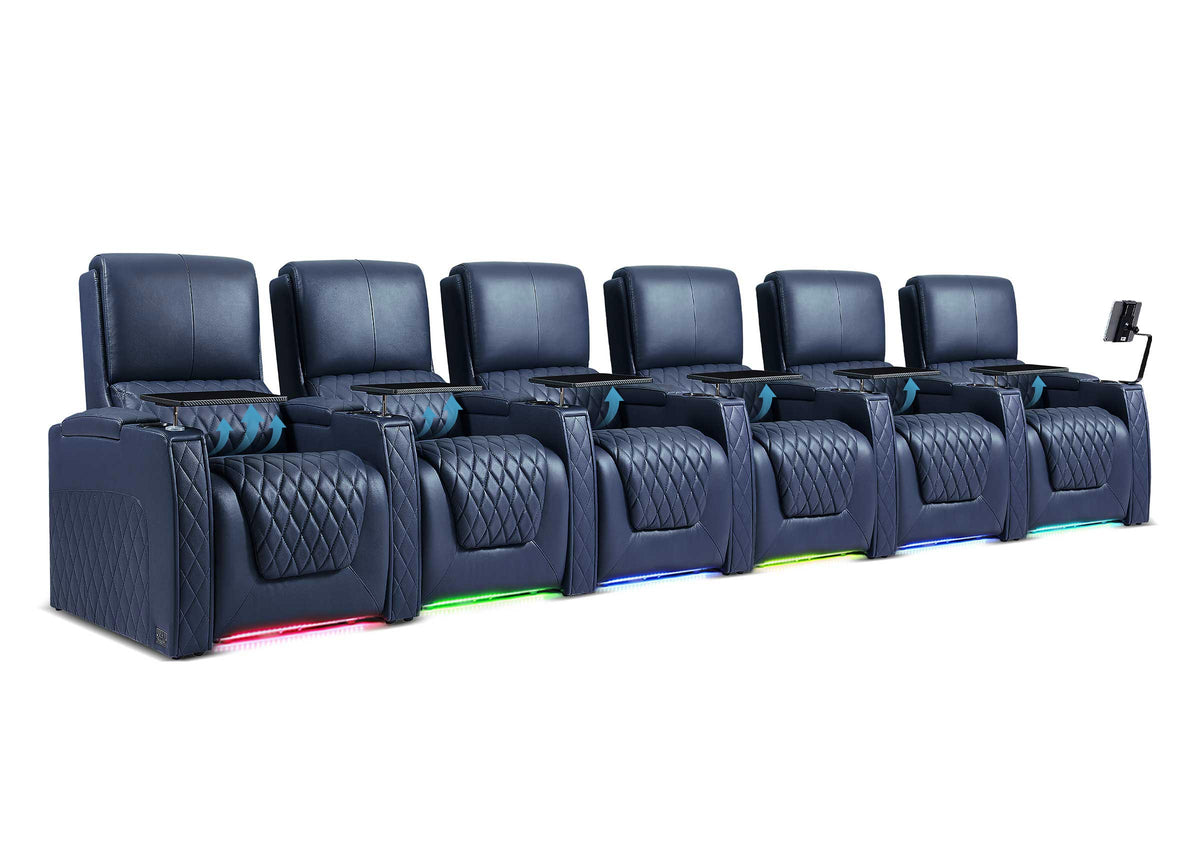 Weilianda AstroUltra Lumbar Series 6-Seat Electric Theater Recliner with Bulit in Lumbar Support | 7-Color LED Lighting