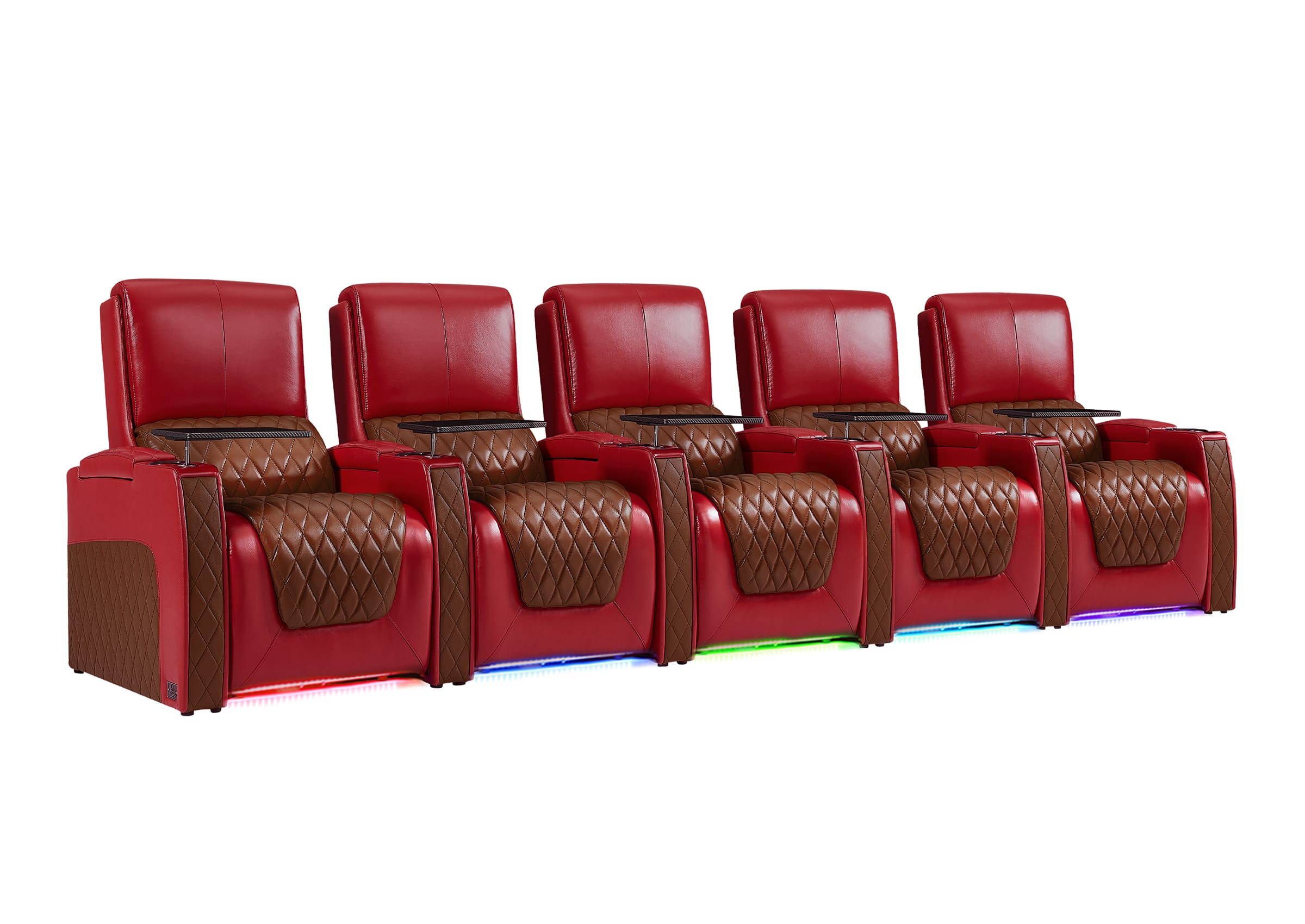 Weilianda AstroUltra Series Red Custom Dual-Tone Power Recliner with Zero Gravity Seating 5-Seater