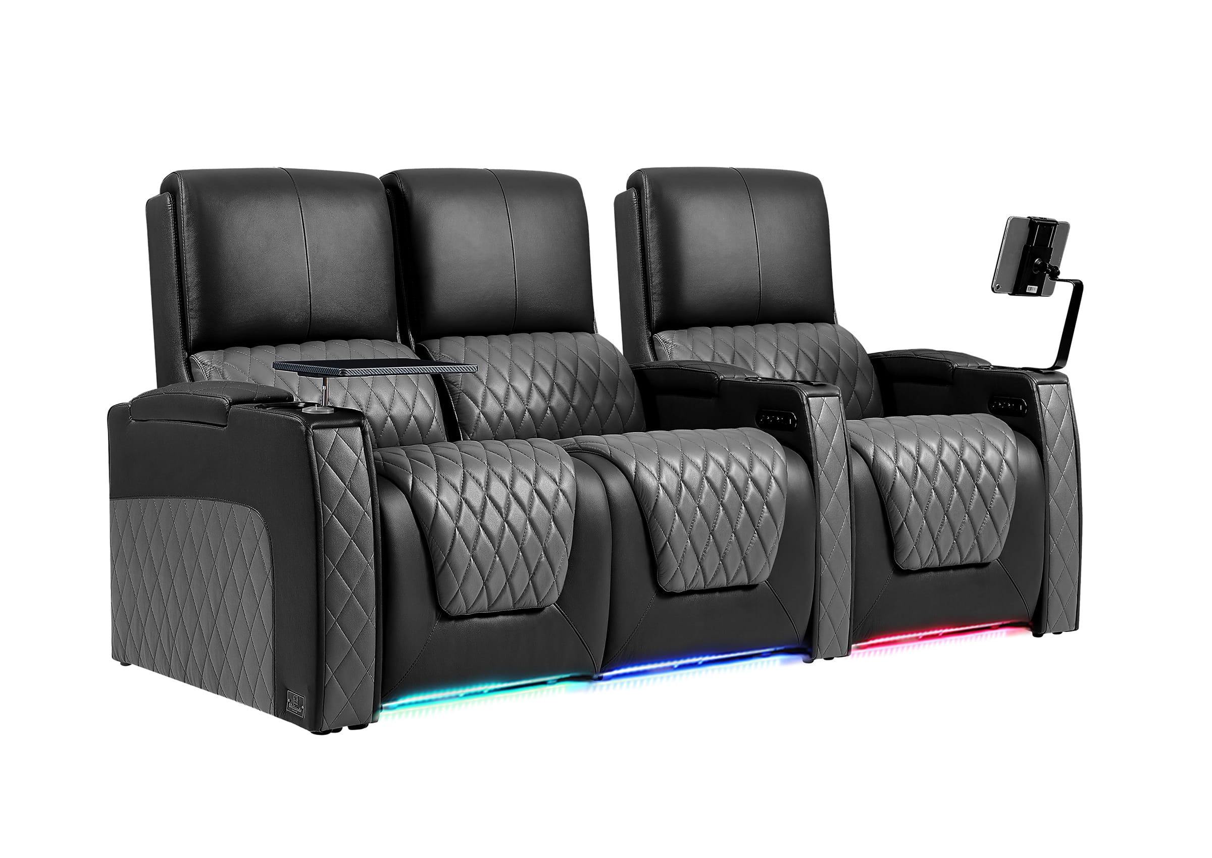 Weilianda AstroUltra Series Black Custom Dual-Color Genuine Leather Recliner with Zero Gravity Couch 3 Seats