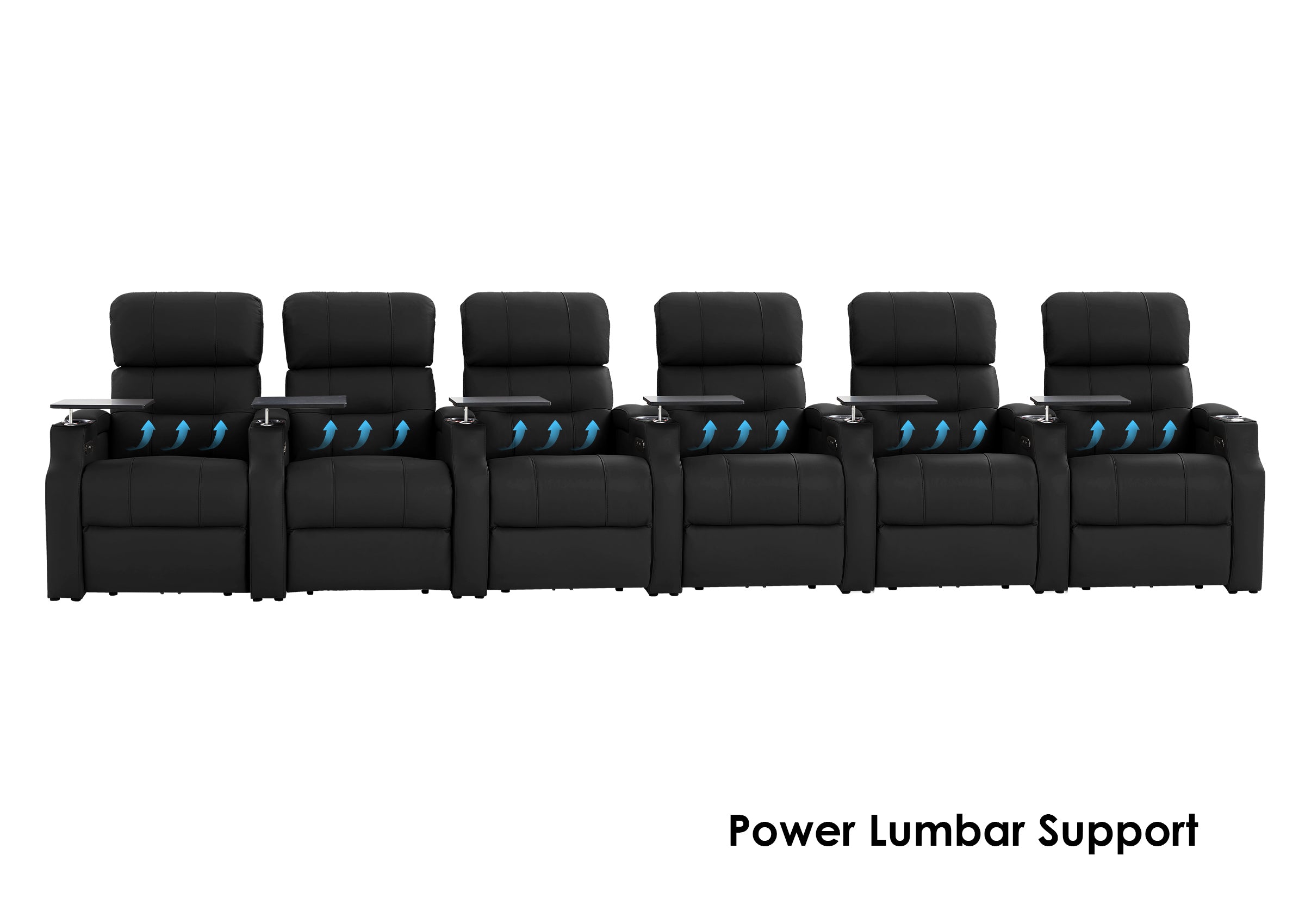 Weilianda Vanguard Lumbar Series 6-Seat Electric Reclining Chairs with Bulit-In Lumbar Support for Movie Night