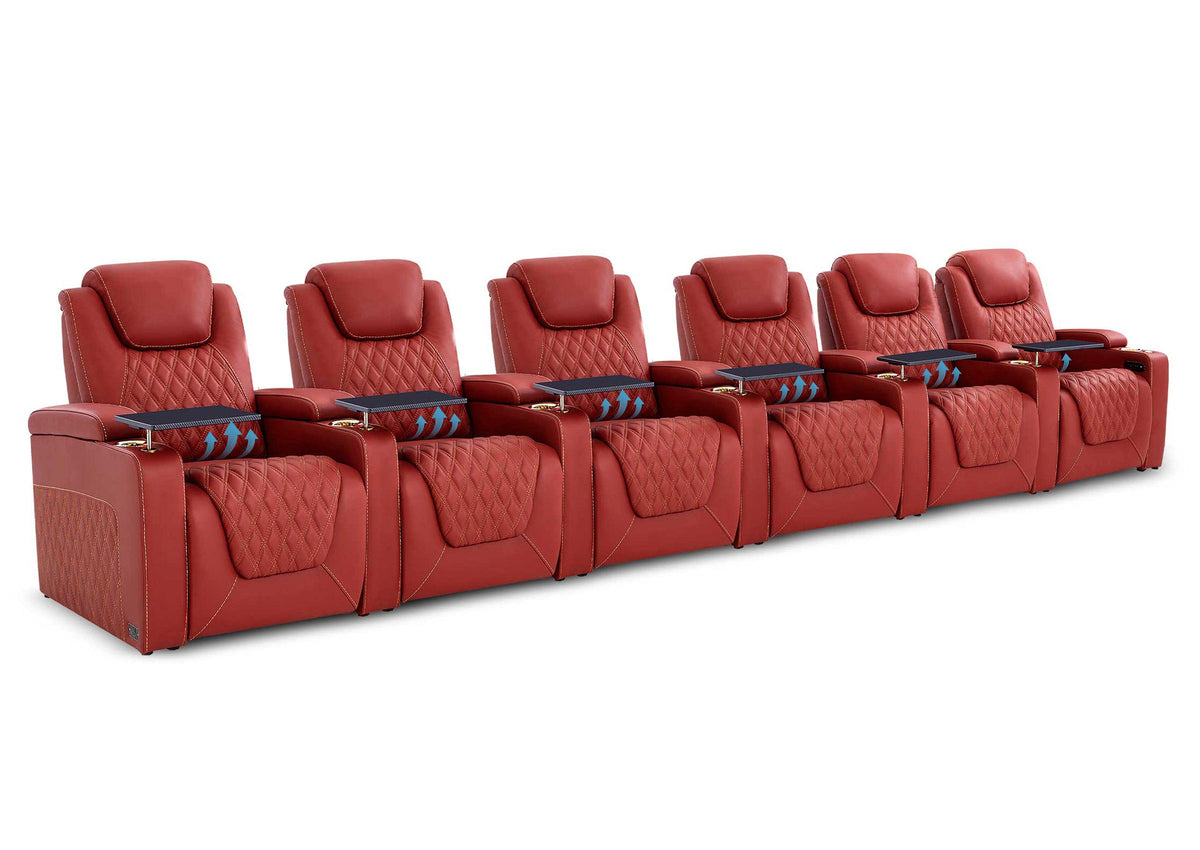 Weilianda Chic Lumbar Series Power Theater Recliner Row of 6 with Ergonomic Lumbar Support