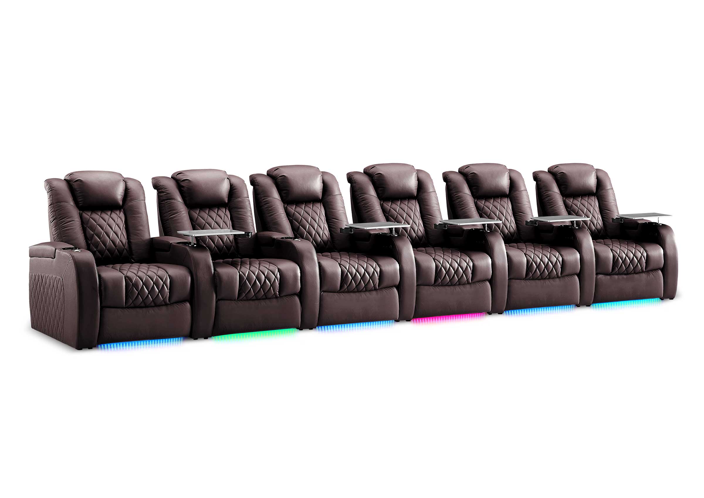 Weilianda FortLux XL Series – Oversized, Big & Tall 6-Seat Genuine Leather Recliner for Home Theater